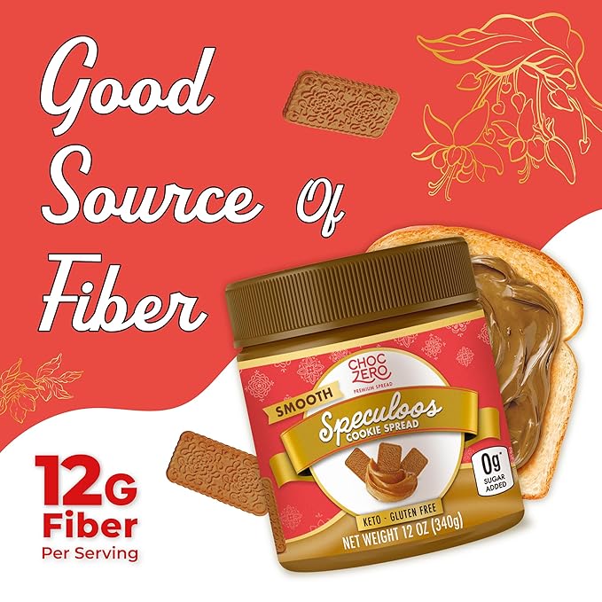 ChocZero Smooth Speculoos Cookie Butter, Sin Azúcar Añadido, Libre de Gluten, Alto en Fibra, Para Keto Bajo en Carbohidratos, Frasco 12 oz miniatura 5