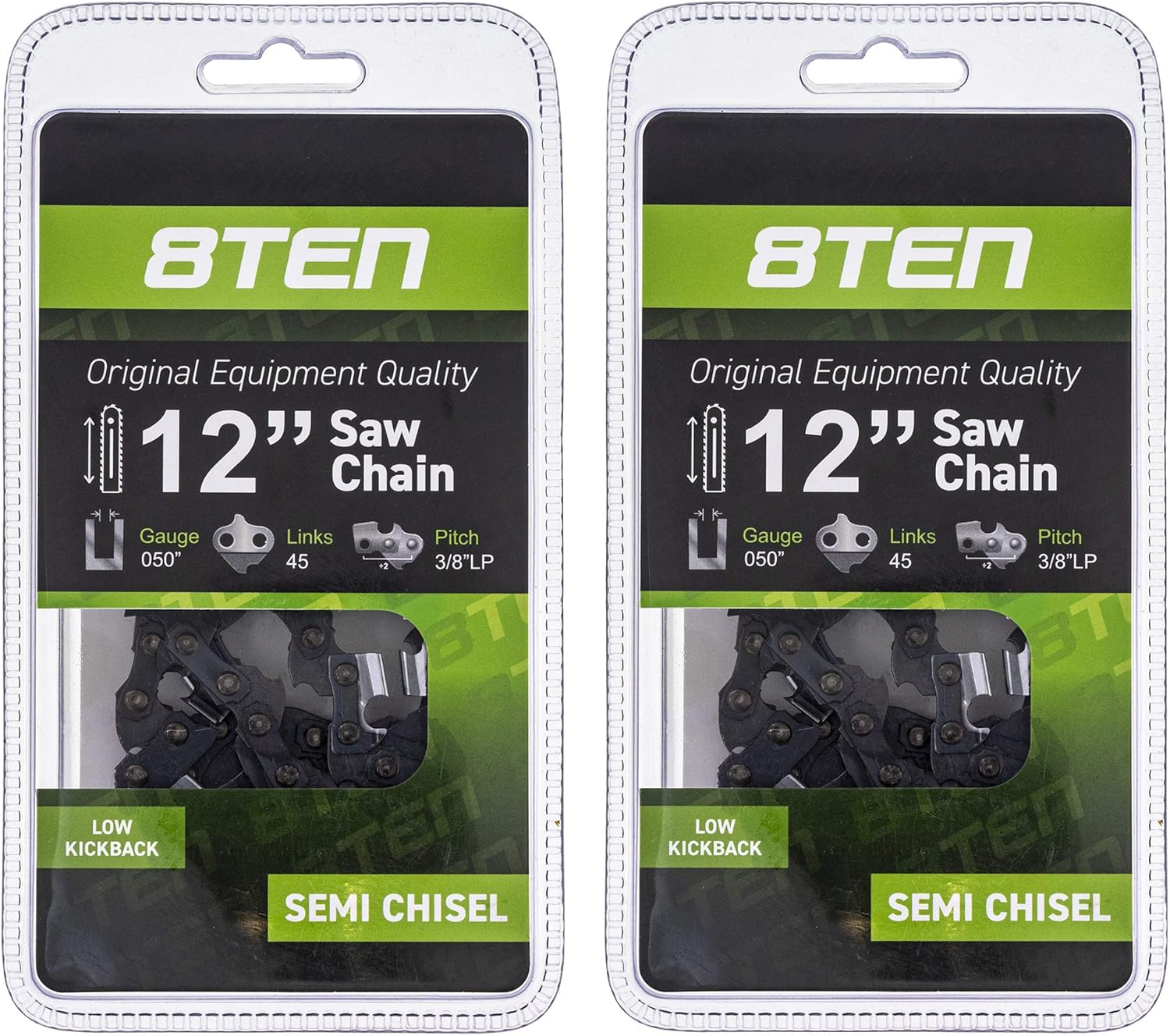 8TEN Chainsaw Chain for Husqvarna 240 136 137 141 142 36 Poulan 2150 1950 2050 12 inch Bar .050 Gauge 3/8 Pitch 45DL 4 Pack