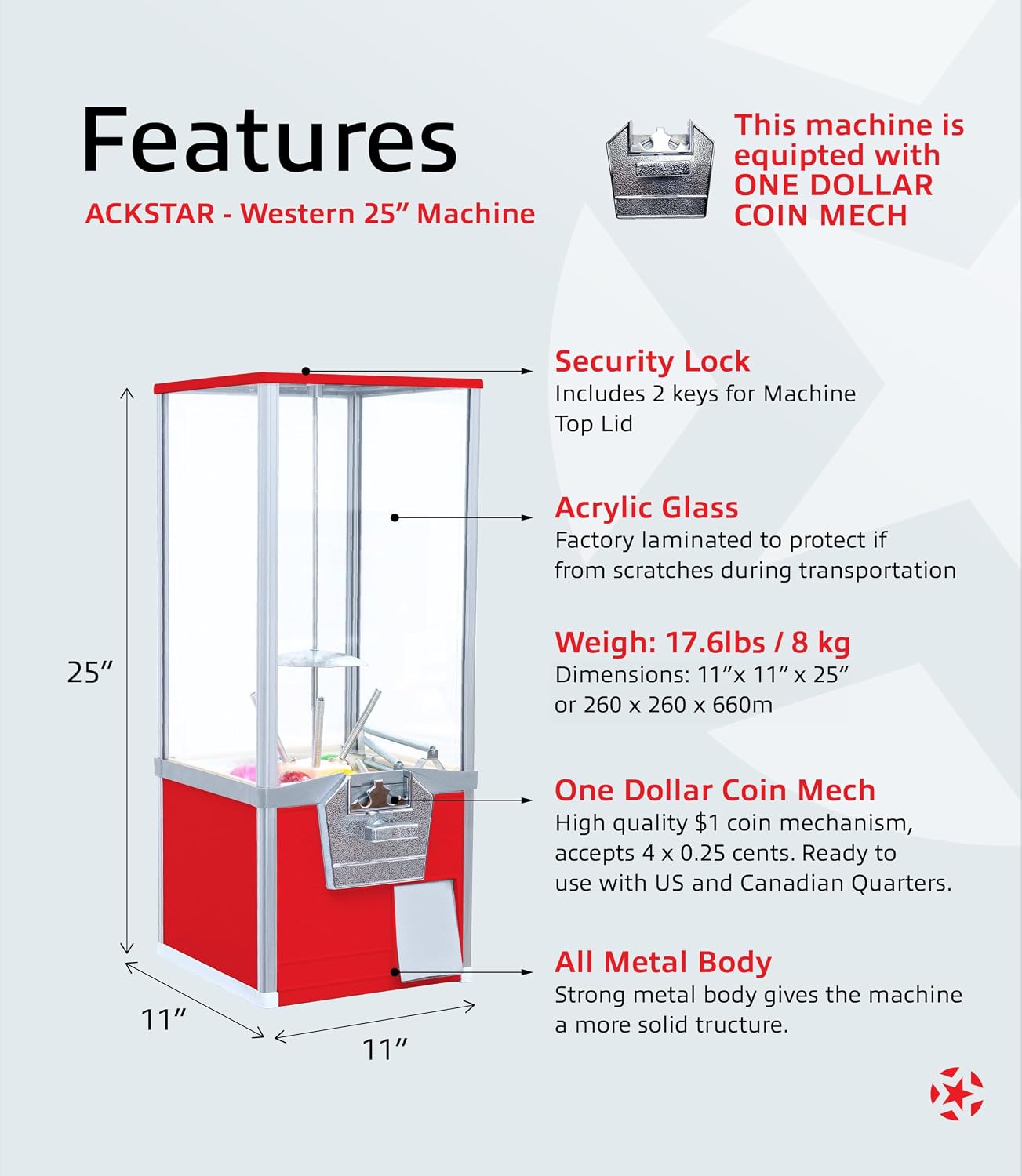 Commercial Gumball Machine - 25-in Height Big Capsule Vending Machine image 3