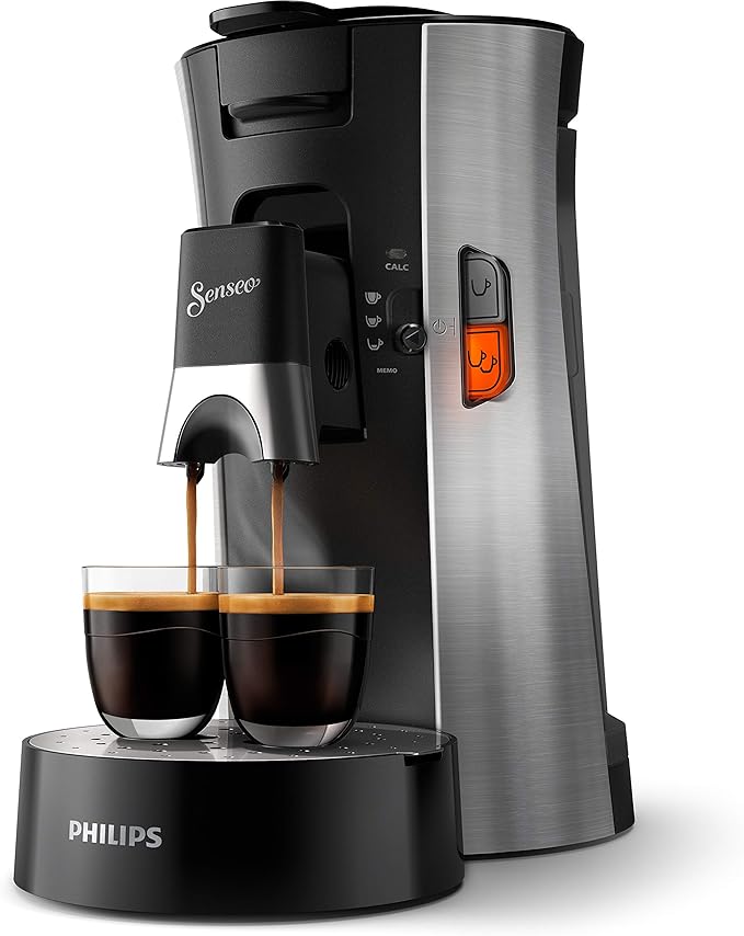 Philips SENSEO Select Machine à café à dosettes, Intensity Plus Crema Plus, Sauge, Une ou deux tasses à la fois, Bec verseur métallique ajustable (CSA250/11)