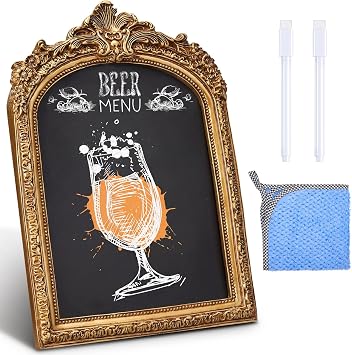 1 Pack Framed Tabletop Chalkboard Sign, Rustic Frame, Hanging Chalkboard, Menu Board for Cafes Restaurant Wedding Countertop with 2 Erasable Pen and 1 Cloth 7 x 10 in,Arch