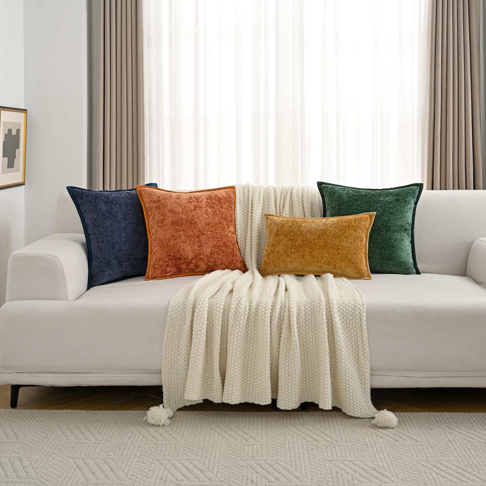 Amazon.com: FUTEI Tobacco Chenille Throw Pillow Covers 22x22 Inch Set of  2,Soft Cozy Bound Edge Design Cushion Case,Home Decor for Couch Bed Living  Room : Everything Else