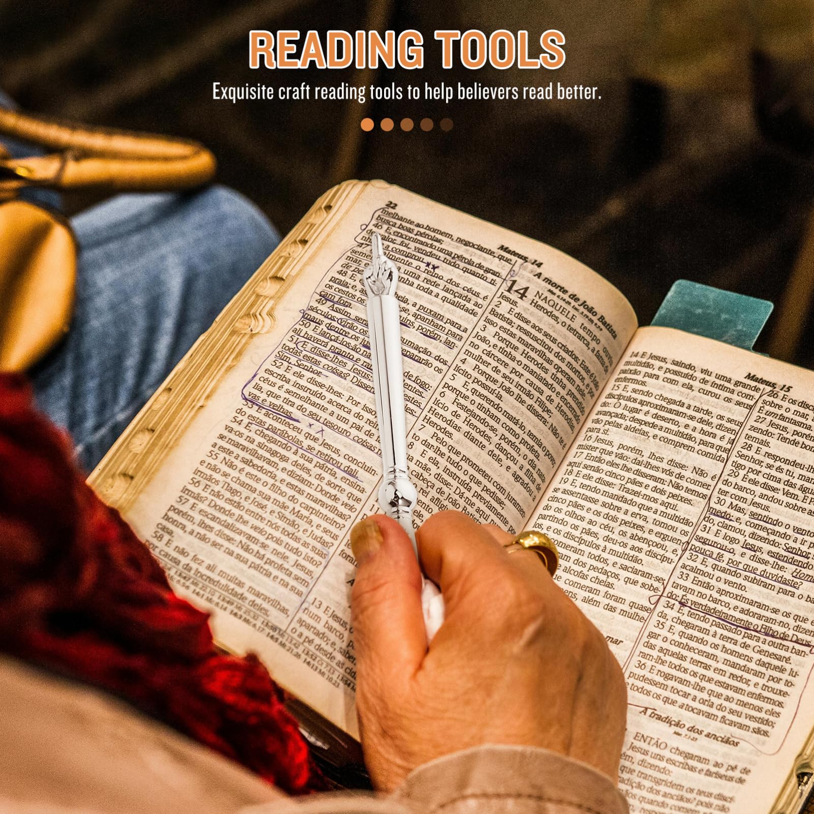Uonlytech 2 Pièces Pointeur De Lecture Bible Portable Métal
