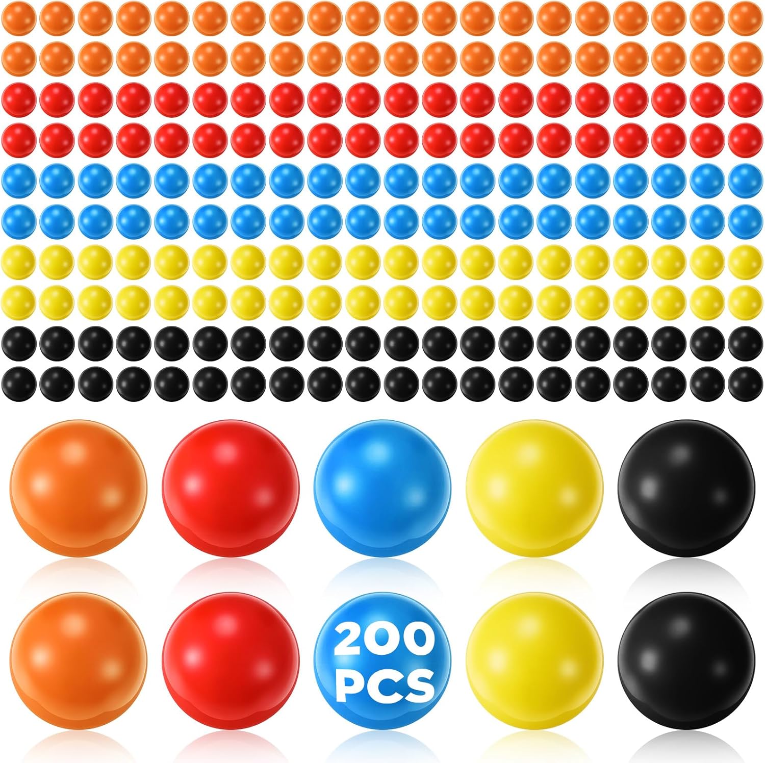 300 x 68 Caliber Projectiles for Self Defense and Practice, 68 Cal Solid Nylon Balls, Reusable Plastic Ammo Projectiles Hard Paintball for Defense Target Shooting