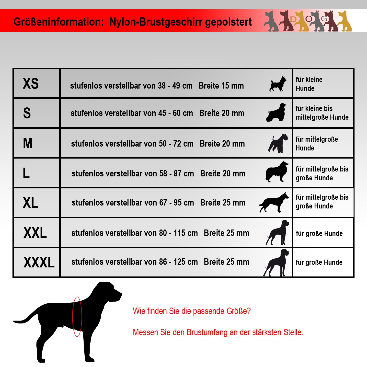 Koch Hundegeschirr UNI Gepolstert, XXL, Gold - Nylon, Stufenlos Verstellbar, Made In Germany | Für Große Hunde Bis 115 Cm Brustumfang