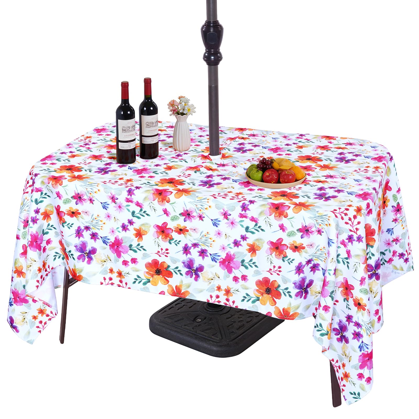 Eternal Beauty 132x178cm Recatngle Colorful Floral Indoor Outdoor Splashproof Tablecloth for Patio Garden Party and BBQ(52x70 Inch) — image 1
