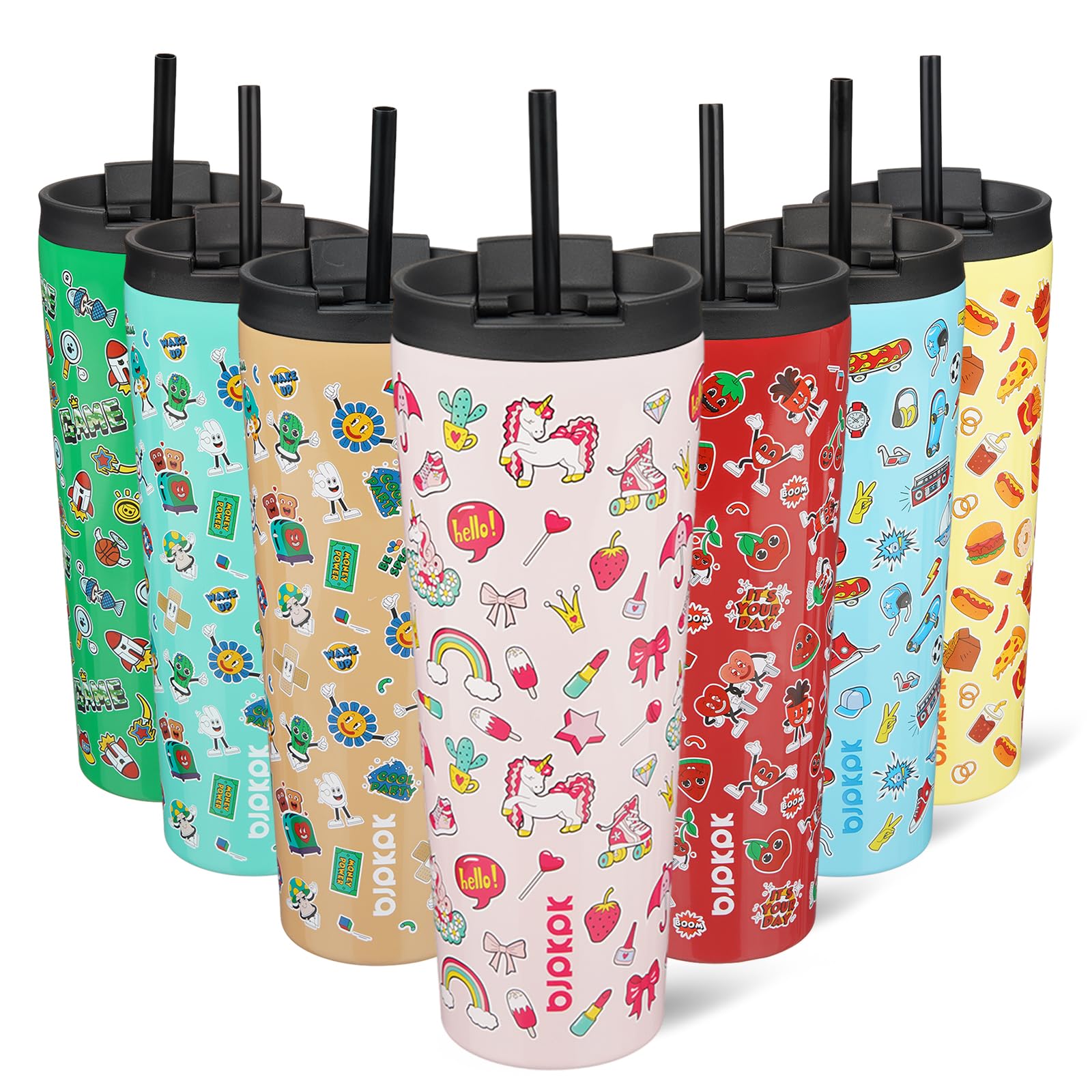 BJPKPK 26 oz Coffee Tumbler with Straw, Insulated Stainless Steel Cup