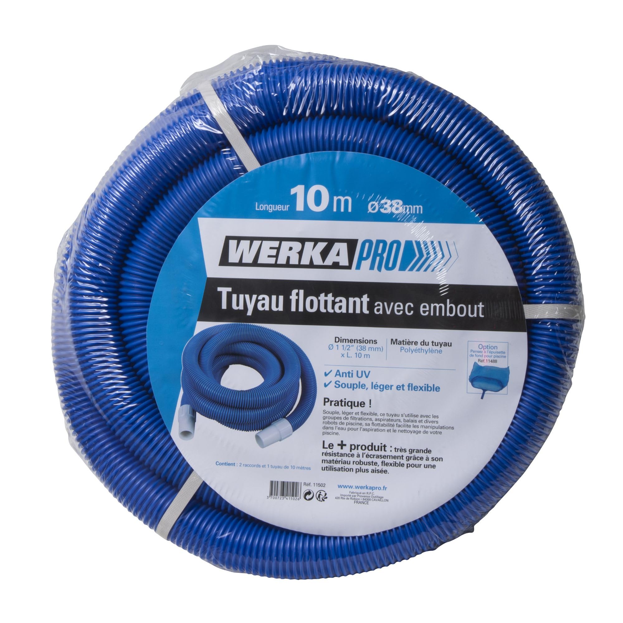 WERKA PRO Tuyau Flottant Ø38mm avec Embout 10 mètres