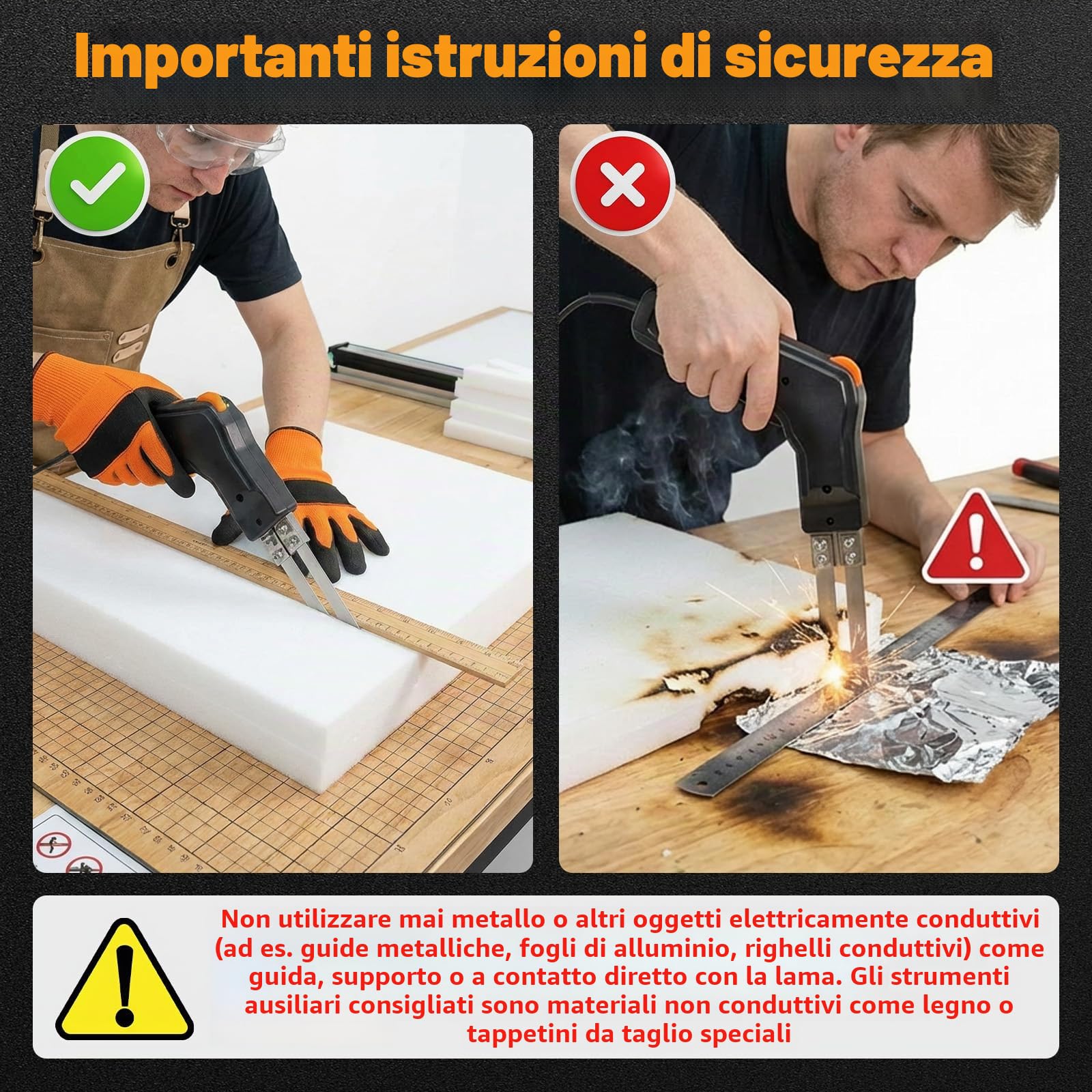 Taglierina elettrica in polistirene da 300 W con 5 lame in Nicromo, taglierina elettrica con 0-650 ℃, taglierina professionale per EPS, EPP, piastre KT, EVA, PU, gomma e tessuto