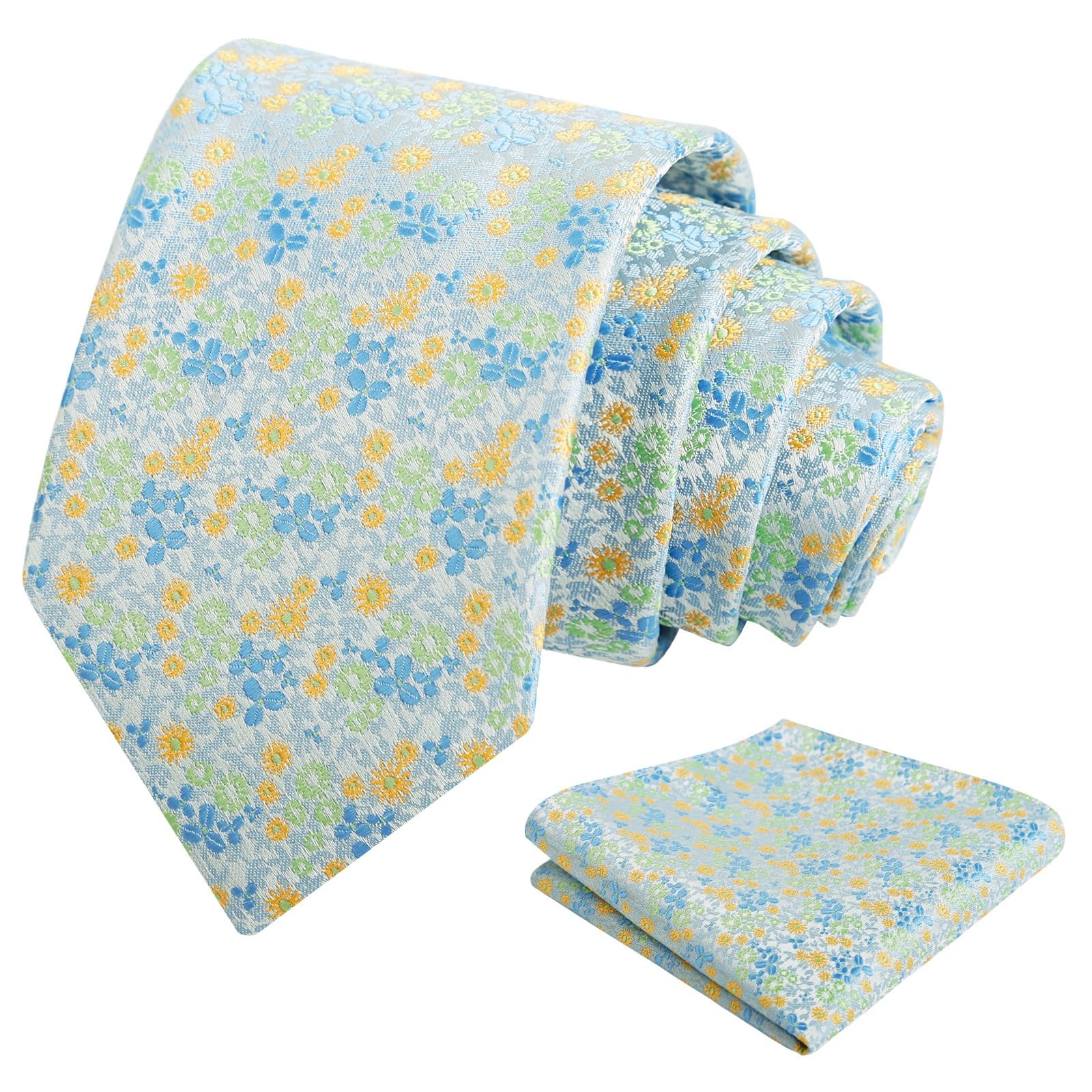 Alizeal Mens 3.15'' Floral Tie with Pocket Square