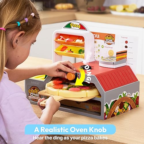 Miniatura 2 de Juguete de comida de cocina para jugar  Juguetes para niños pequeños  Horno de pizza de 78 piezas con humo de simulación, luz y sonido y coberturas