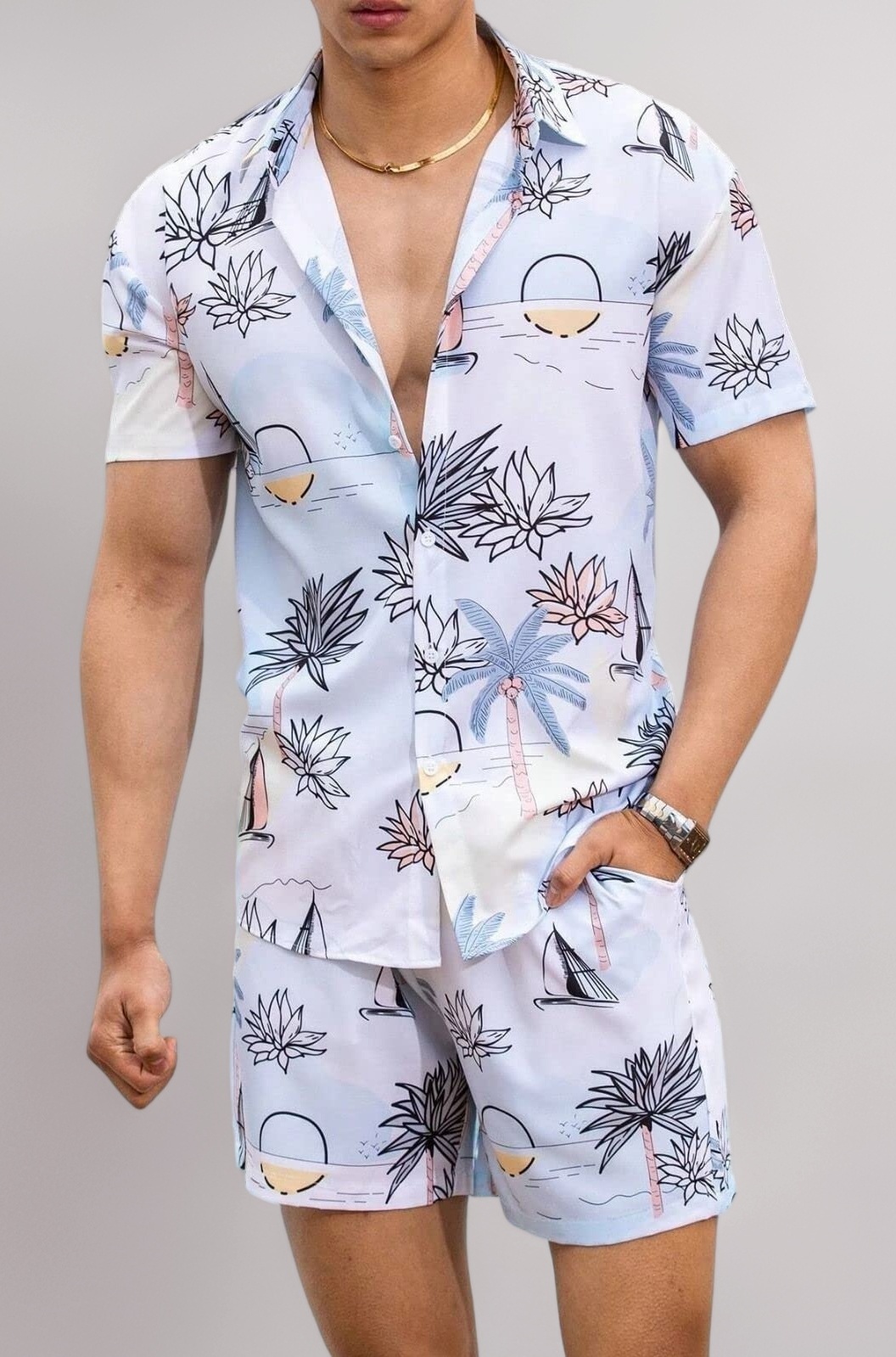 Co Ord Set for Men | Night Suit | T-Shirt and Shorts Set for Man | Night Dress | Pyjama Set | Summer Wear | Lounge wear | Beach Outfit