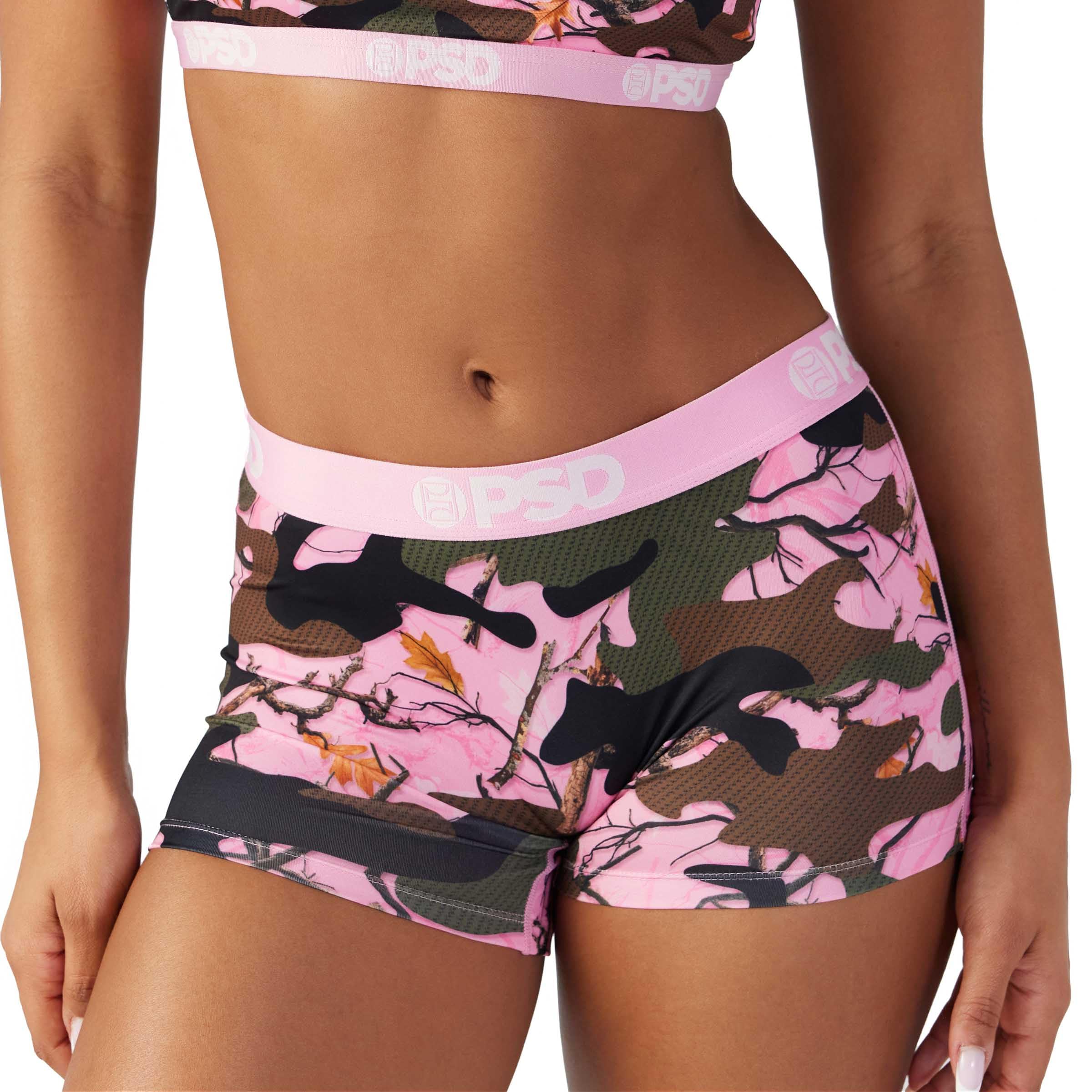 Psd Womens Camo Print Boy Shorts Full Coverage Womens Underwear