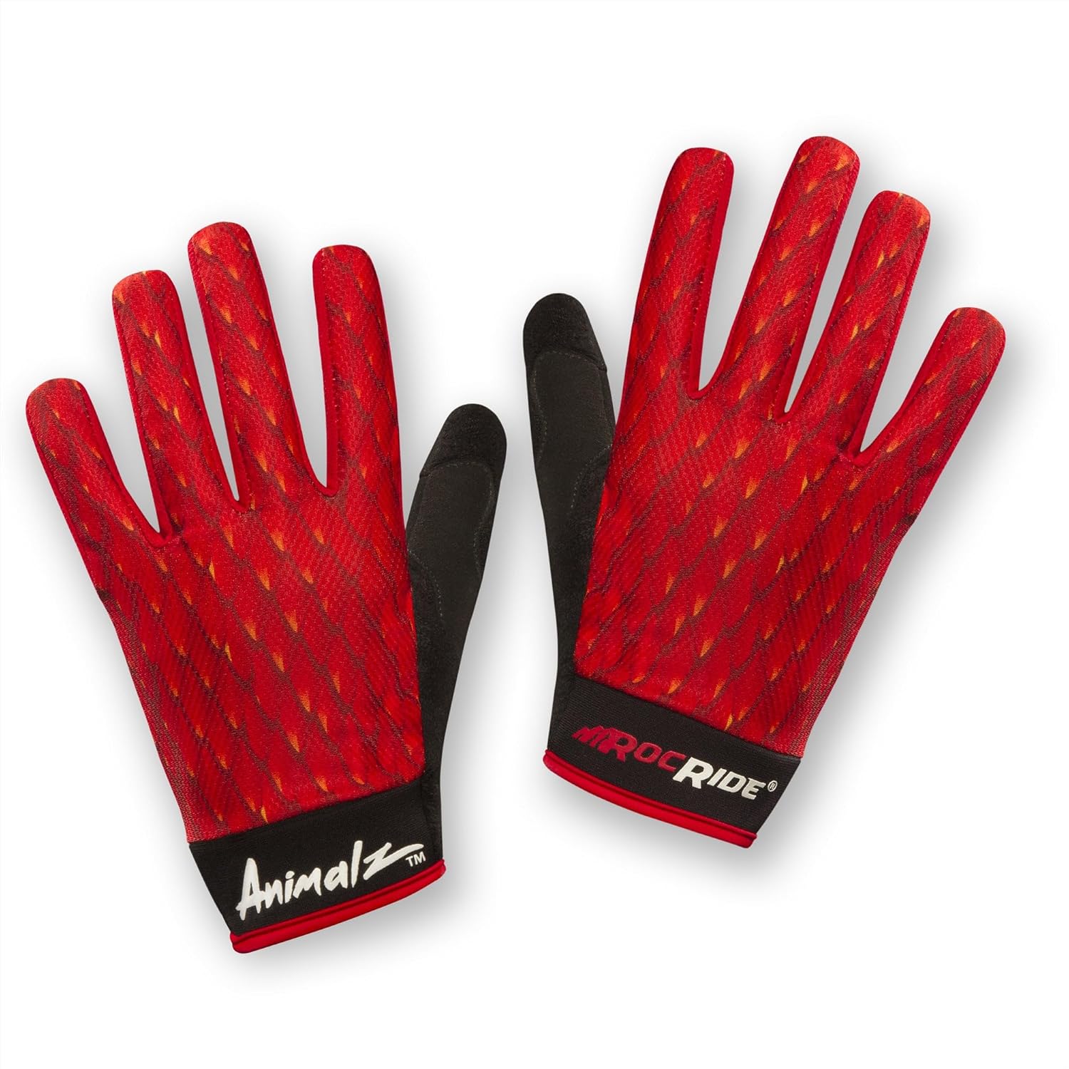 Animalz Full Finger Mens Cycling Gloves with Screen Compatible Tips. Mountain Biking, Road and BMX. Expressive Animal Print Designs.