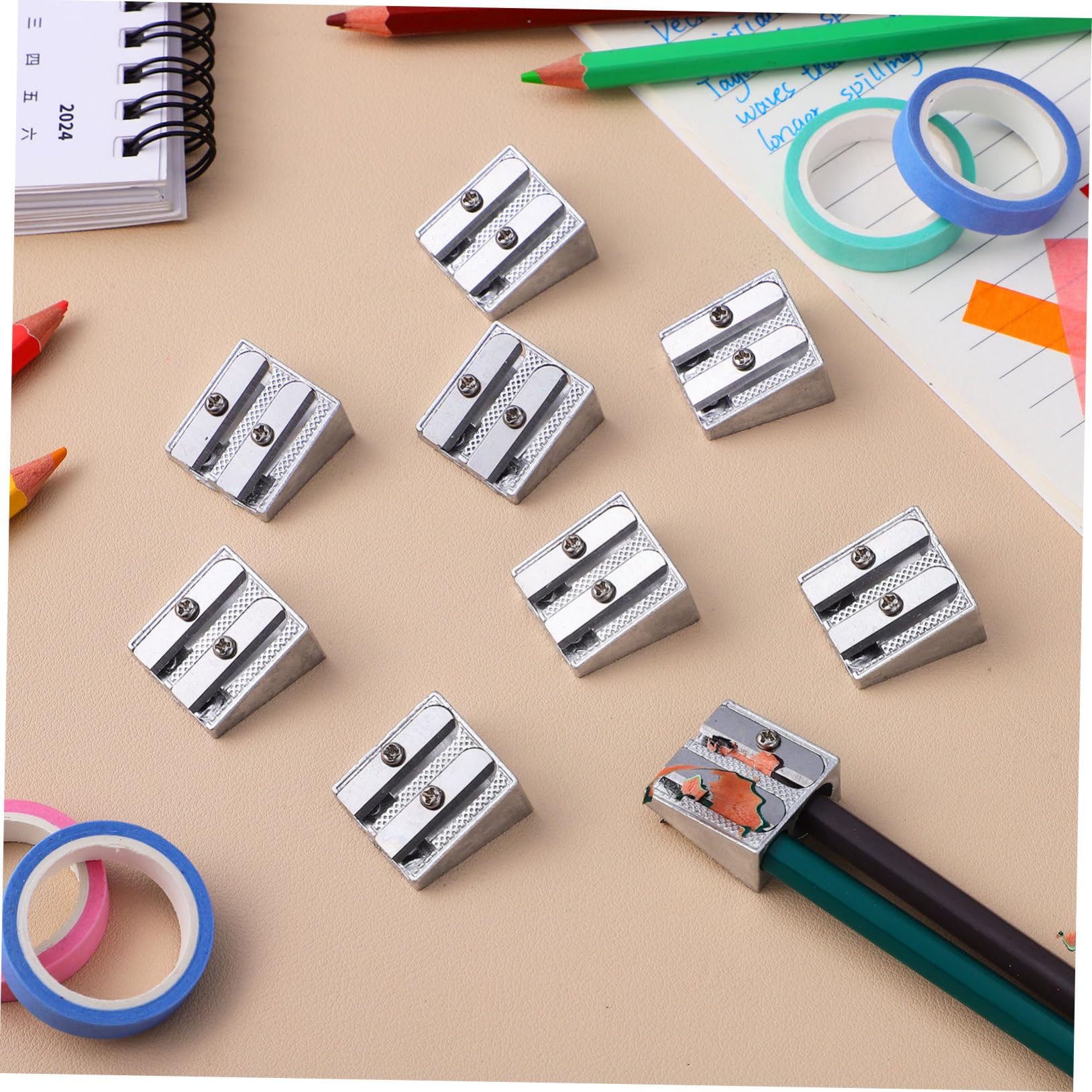 100pezzi Temperamatite Manuale Metallo Con Doppio Accessori Per Matite Portatili Per Scuola e Ufficio e Leggero
