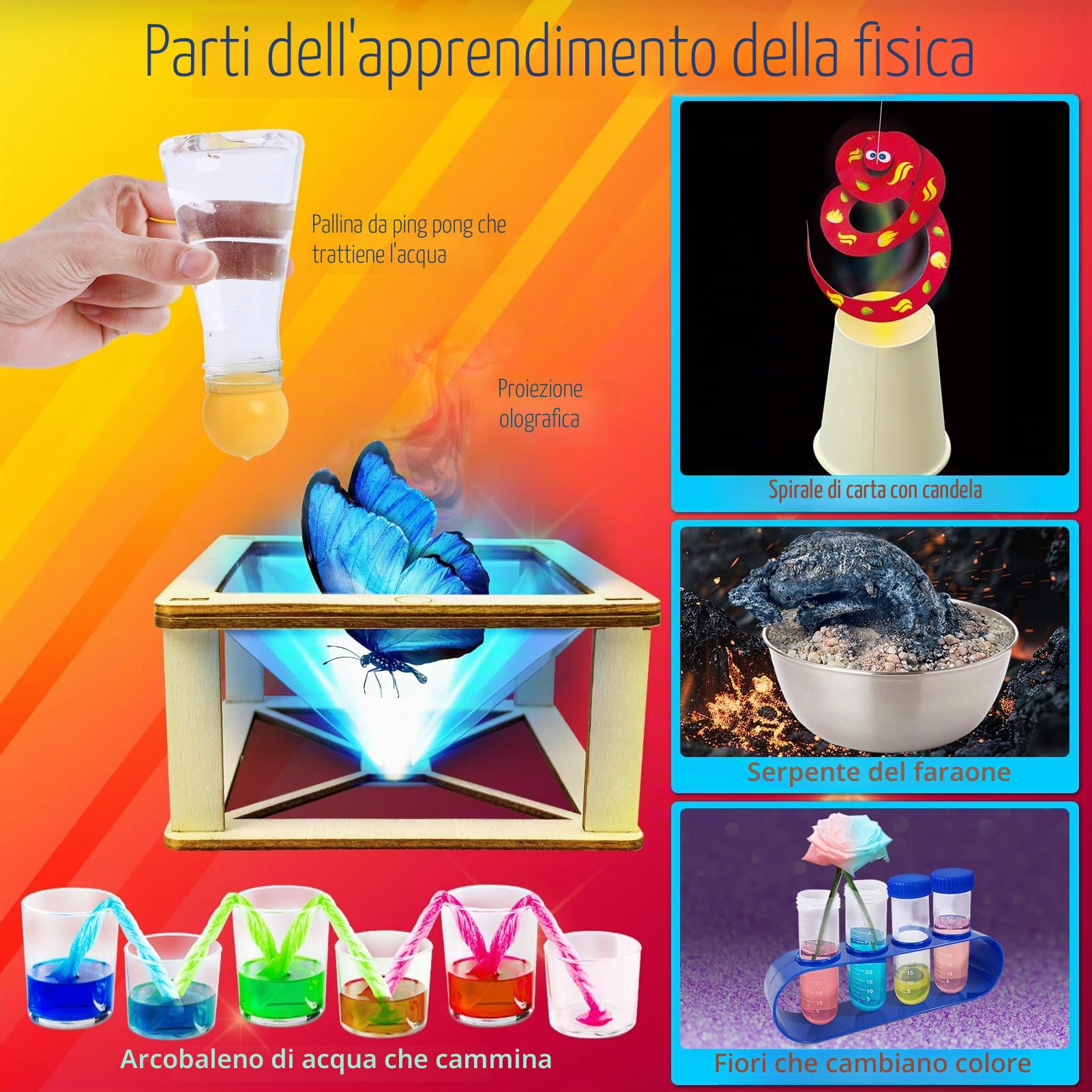 UNGLINGA 272 kit di esperimenti per bambini, set di chimica, scatola di esperimenti giocattolo regali per ragazzi, kit chimico vulcano, cristallo, magia, progetto di laboratorio di scienza fisica