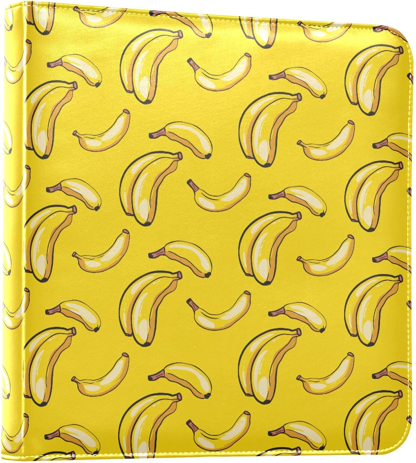 JIPONI Cute Banana on Yellow Large Photo Album, DIY Leather Cover Scrapbook Albums for 4x6 5x7 6x8 Pictures, Self Adhesive Memory Book for Wedding, Baby, Family