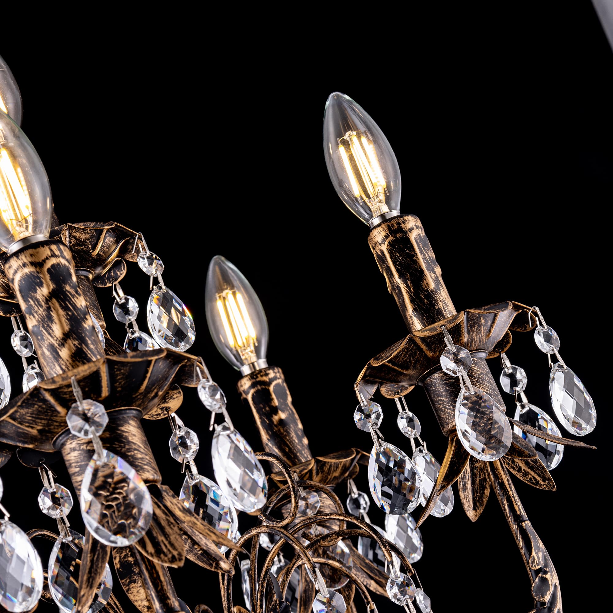 Wellmet Crystal Bronze Floor Lamp Tall Vintage Standing Living Room L — product photo
