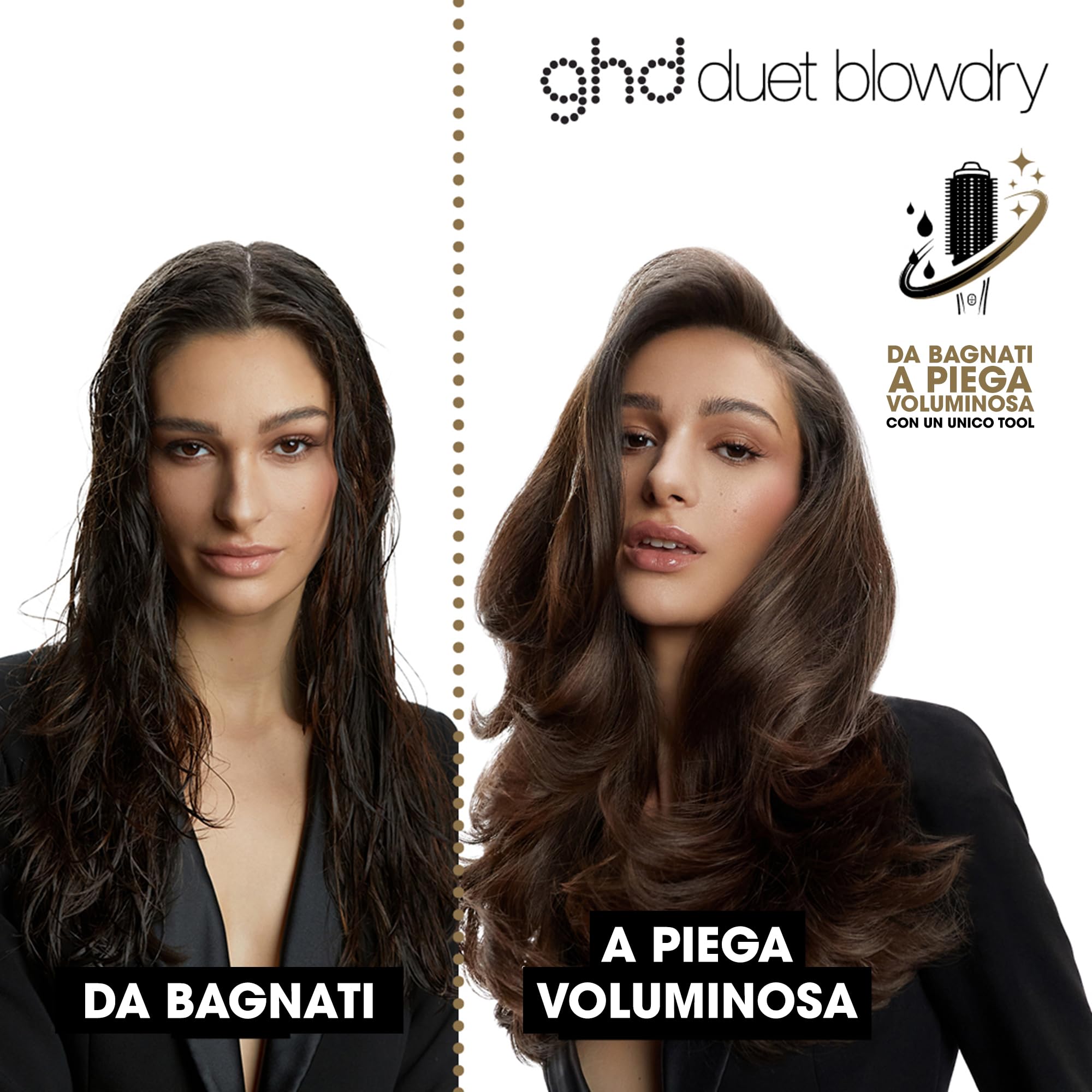 ghd Duet Blowdry, Spazzola Asciugacapelli Lisciante, Capelli più Lucenti fino a 24H, Da Bagnato ad Asciutto Senza Danni da Calore, Piega 3x più Voluminosa, Per Tutti i Tipi di Capelli