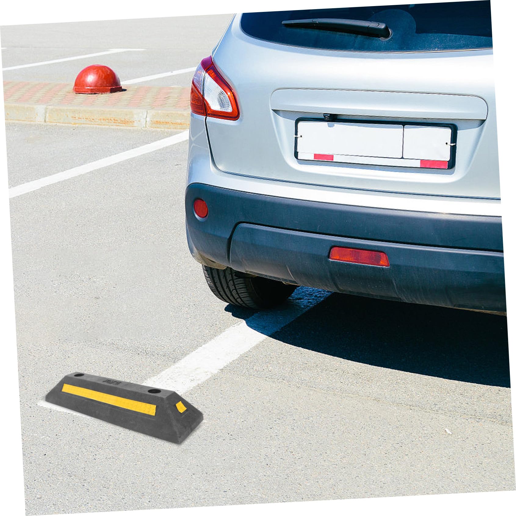 GARVALON Butoir de Roue Caoutchouc Renforcé pour Garage Stoppeur de Stationnement Robuste avec Bande Réfléchissante Accessoire Parking pour Voitures et Camions