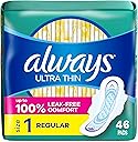 Always Ultra Thin Pads with Wings, Size 1, Regular, 46 Count