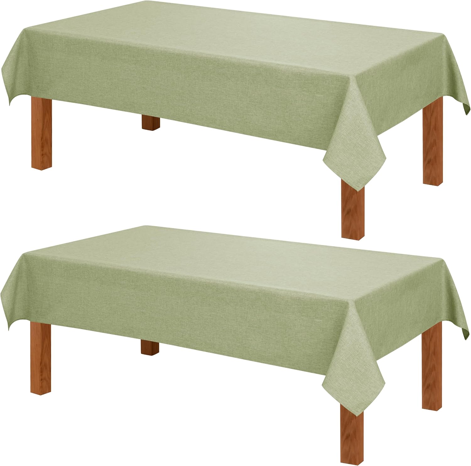 Hiasan 2 Pack Faux Linen Square Tablecloth - Wrinkle and Stain Resistant Washable Table Cloth for Kitchen Dining Room Holiday Table Cover for Party Dinner, Green, 70 x 70 Inch