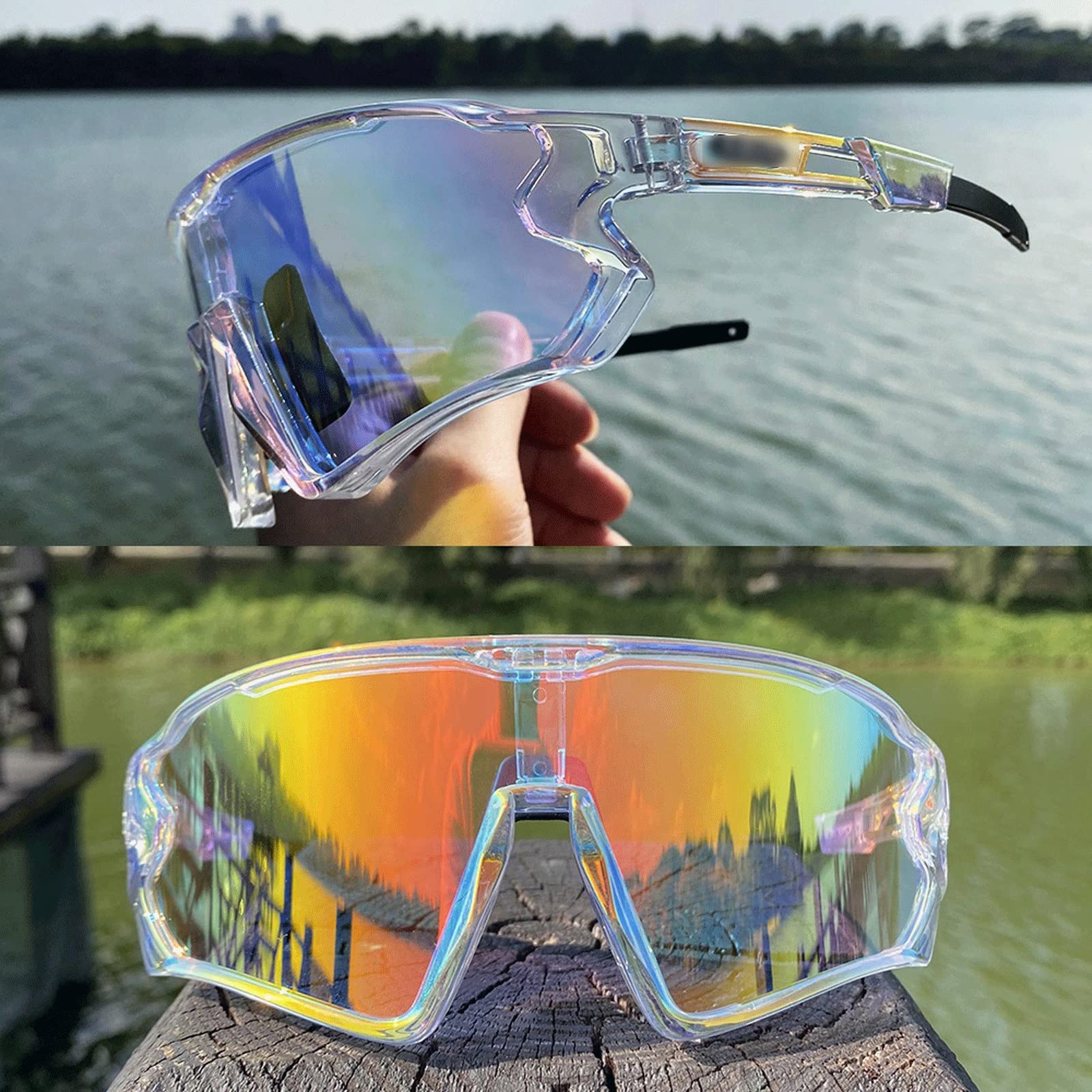 DieffematicMJ Gafas De Sol Hombre Lente Ciclismo Gafas De Sol TR90 Gafas de Bicicletas Deportivas MTB Bicicleta de montaña Pesca Senderismo Ciclismo Gafas (Color : Talla �nica)
