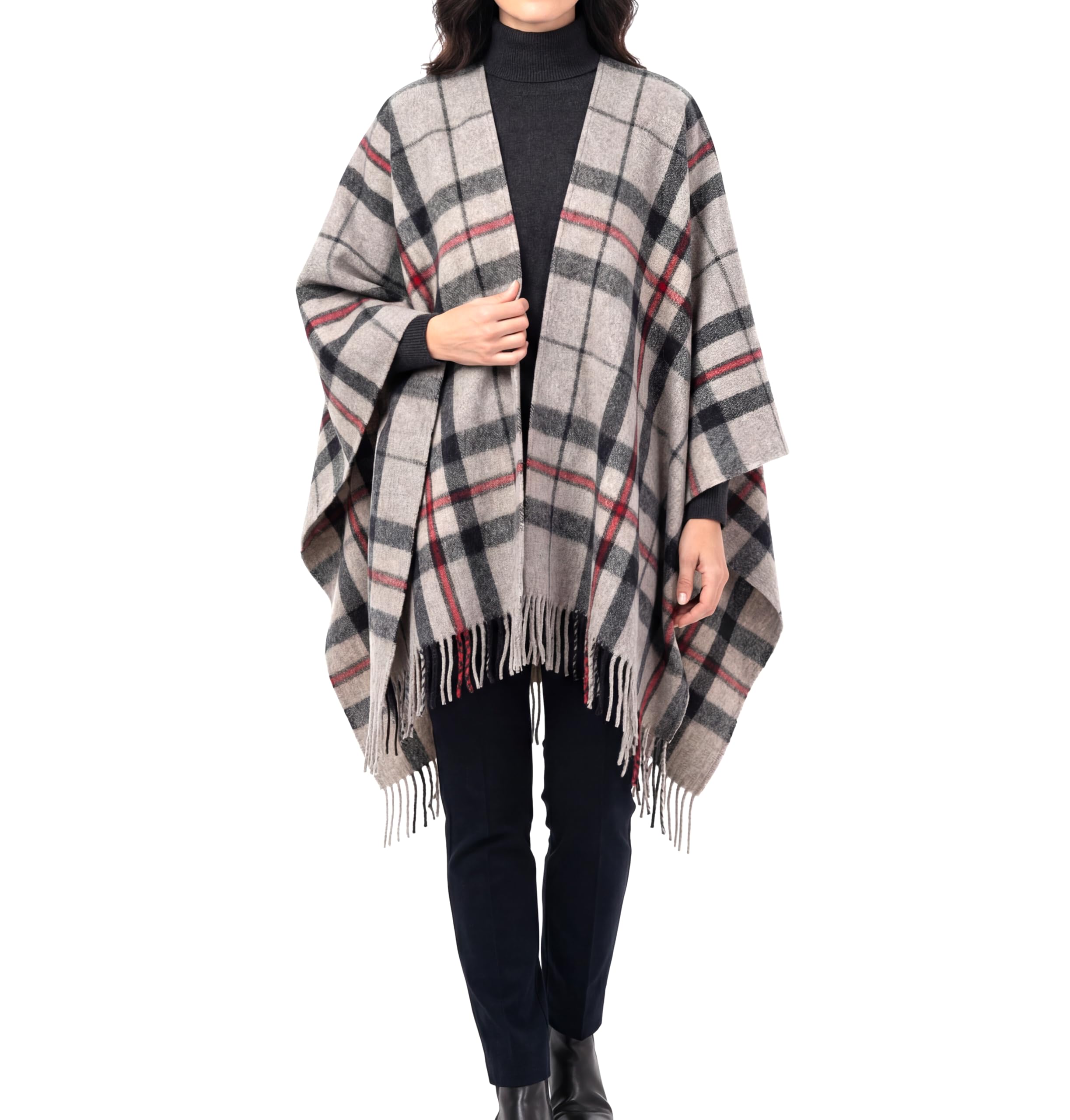 Tartan Tweeds Unisex Thomson Grey Merino Wool Tartan Cape, One Size (Uk, Alpha, One Size, Regular, Regular, )