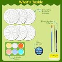 Craftinger Coaster Painting Kit for Kids | DIY Art & Craft Set with 6 Pre-Marked Coasters, Acrylic Colors, Brushes, Palette Tray & Gloss Varnish | Creative Painting Gift Box for Boys & Girls, Home, Office, Activity, Coloring Tea Cup Table Birthday Kitchen (Fruit Theam) gallery image