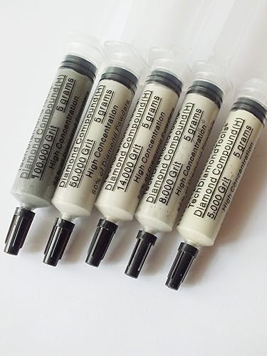 Miniatura 9 de TechDiamondTools Kit de 5 compuestos de pulido de diamantes, 5000, 8000, 14000, 50000, 100000, grano para mármol, vidrio, metal, roca, joyería,