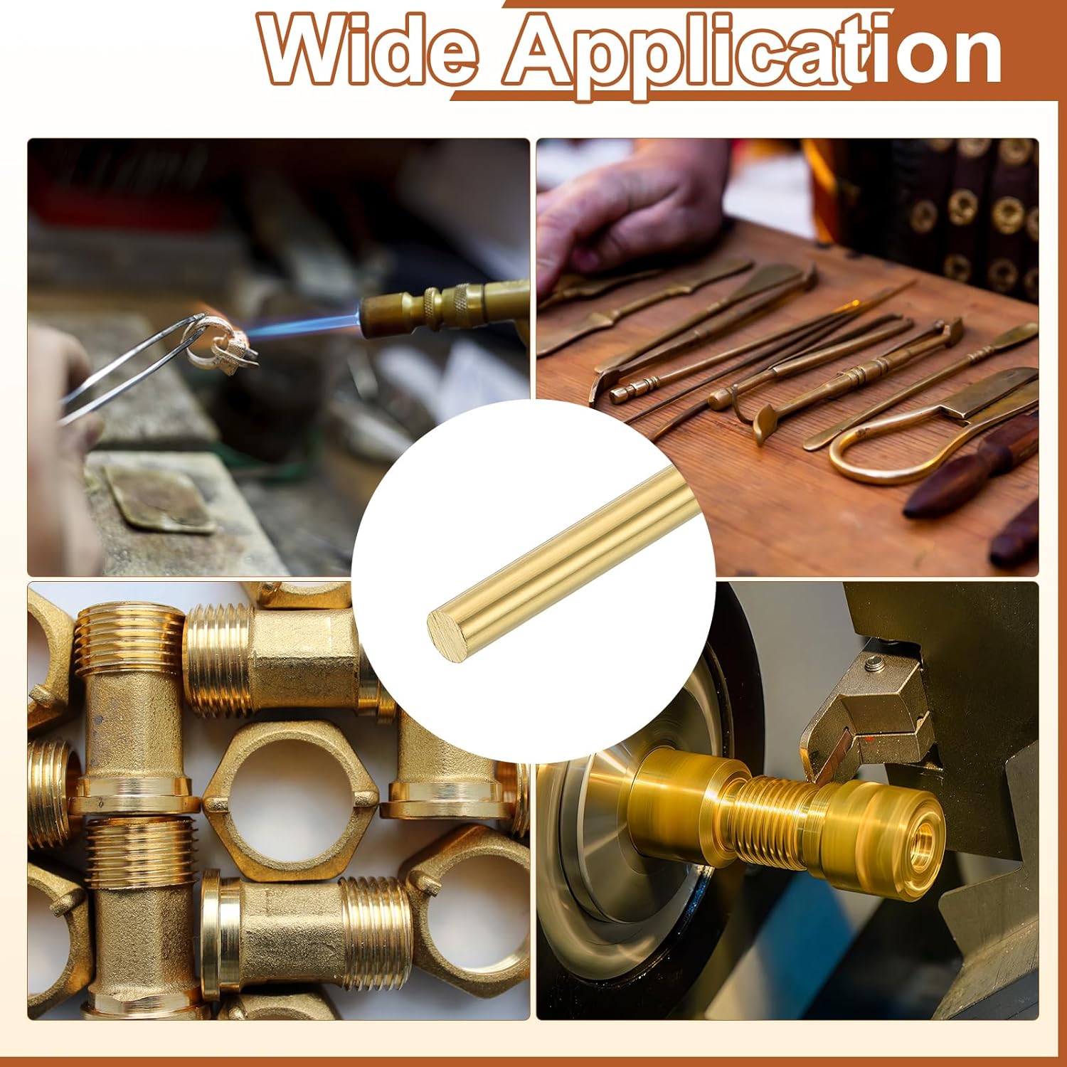 uxcell 12 Pcs 3/64(1.2mm) Dia Brass Solid Round Rod, 6(153mm) Length H62 Brass Lathe Bar Stock Round Brass Rod for DIY Crafts Industry Construction