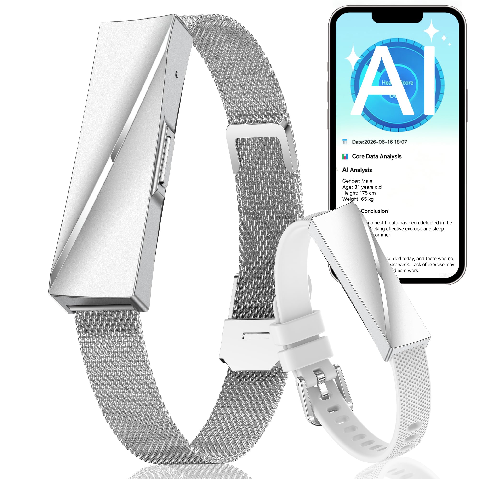 Fitness Tracker mit KI-Gesundheitsanalyse 170+ Sportmodi, Schrittzähler Uhr, GPS Smartwatch Damen Activity Tracker IP68 Bluetooth Schlafmonitor Herzfrequenzmessung SPO2 Fitness Uhr für Android/IOS