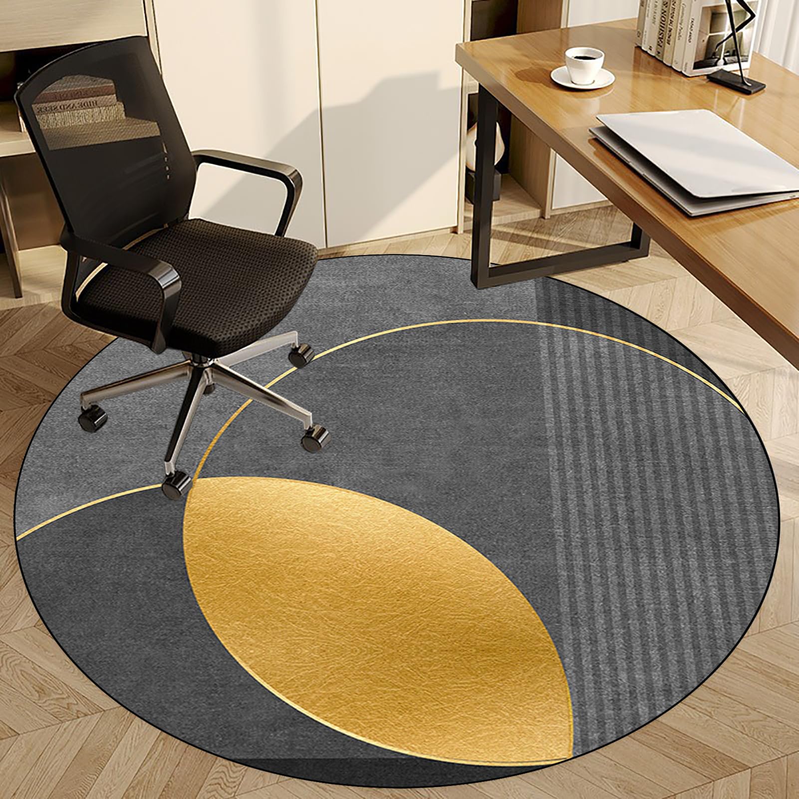 Fzamudng W1-291 Office Chair Mat For Carpeted Floors, Carpet Protector Floor Mat, Round Gaming Chair Mat, Floor Protector For Rolling Chair Floor Mats Wood/Tile Protection Mat For Office Home 90 Cm