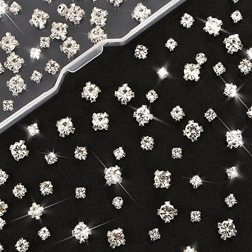 Sew On Rhinestones, UHOMENY 360PCS Clear Crystal Sew on Rhinestone Glass Claw Rhinestone Gems Stones Rhinestone for Craft Diamond Stone Metal Back Prong Setting Craft for Jewelry Clothes Shoes Costume