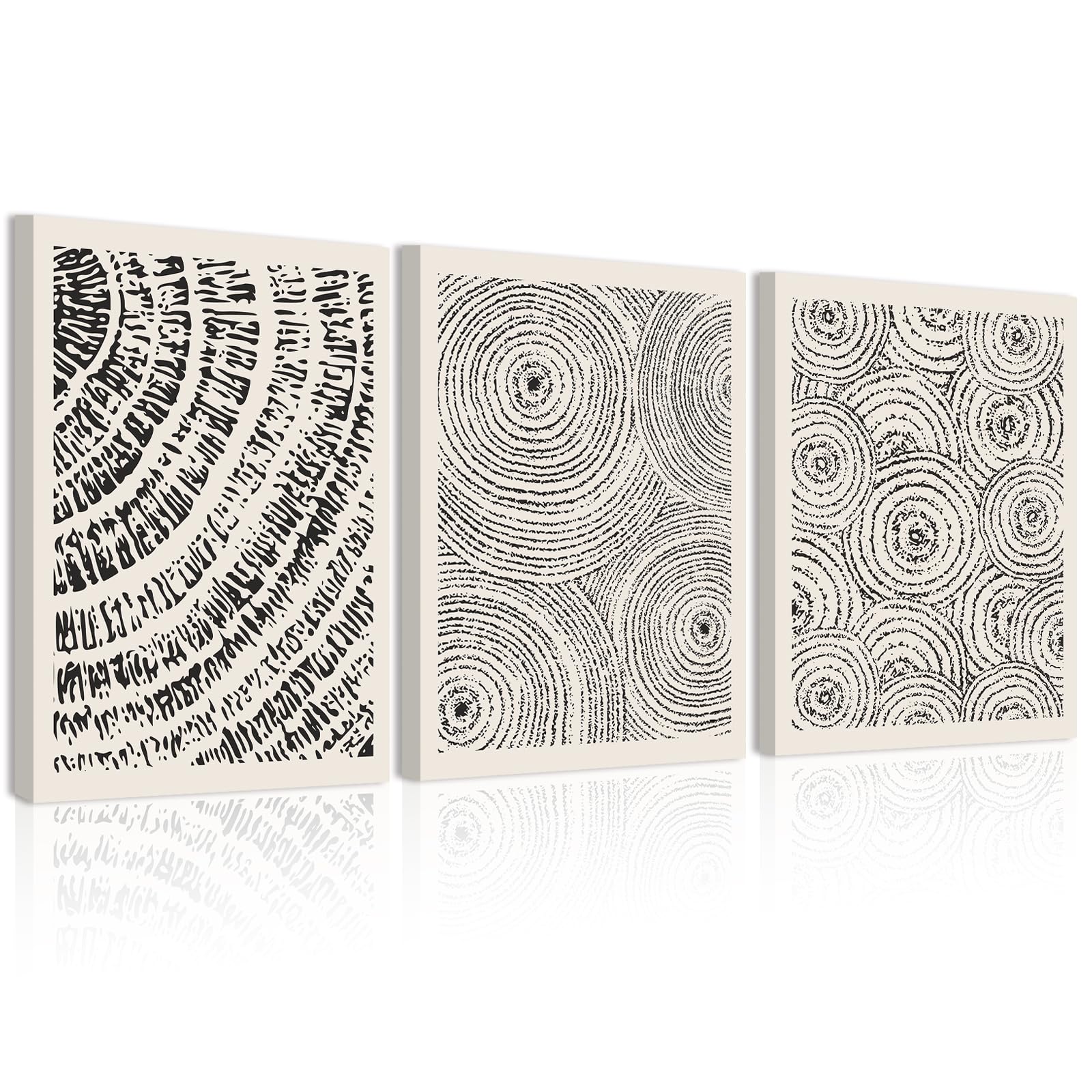 Anyzal Abstract Minimalist Tree Stump Canvas Wall Art 3 Piece Rustic Farmhouse Wall Decor For Living Room Bedroom And Dining Room,Tree Annual Ring Paintings Wall Art 12x16 In/Pc Ready To Hang