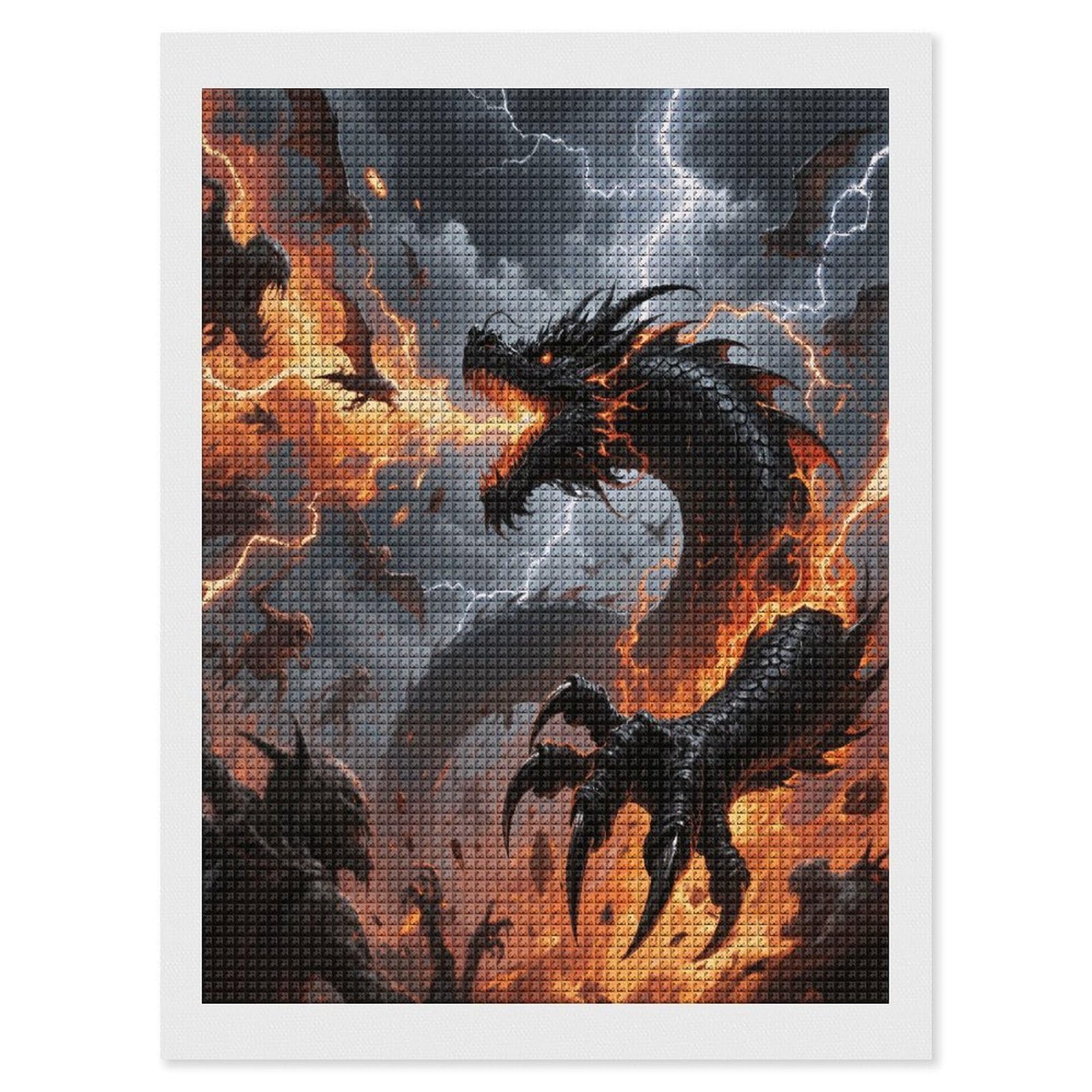 Yuxbvkrs Dragon Diamond Painting Kits For Adults, Diamond Art Pictures, Synthetic Fiber Cloth Diy 5D Gem Art Painting For Beginners Home Wall Decor 30X40cm