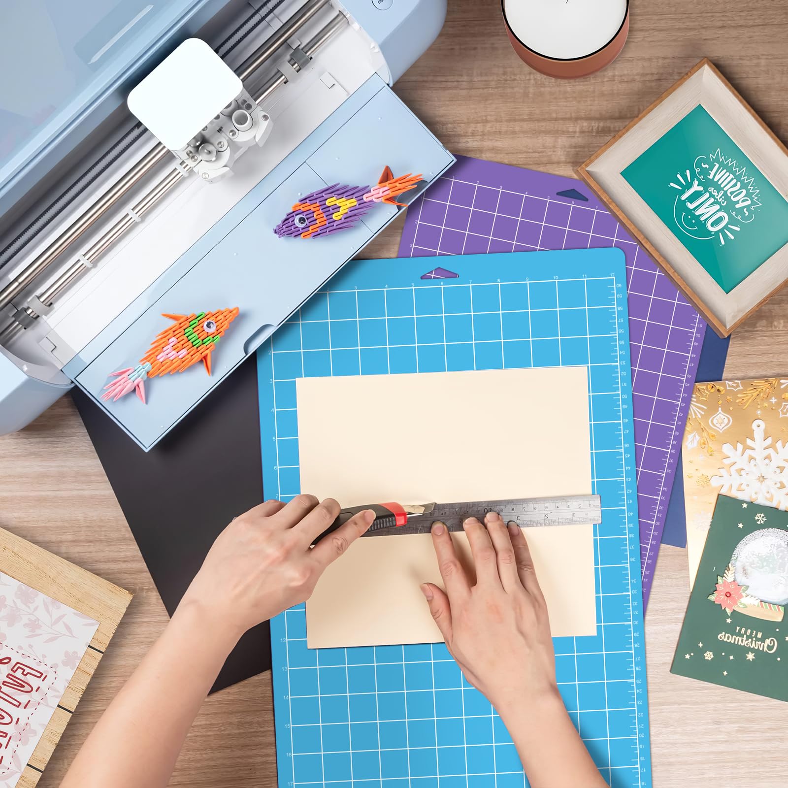 Kokorosa 3 Pack Schneidematte für Cricut Explore One/Air/Air 2/Maker,61x30.5cm，Quilting Cricket Schneidematten Ersatz-Zubehör, Quilten und Kunsthandwerk（12 x 24 x 3）