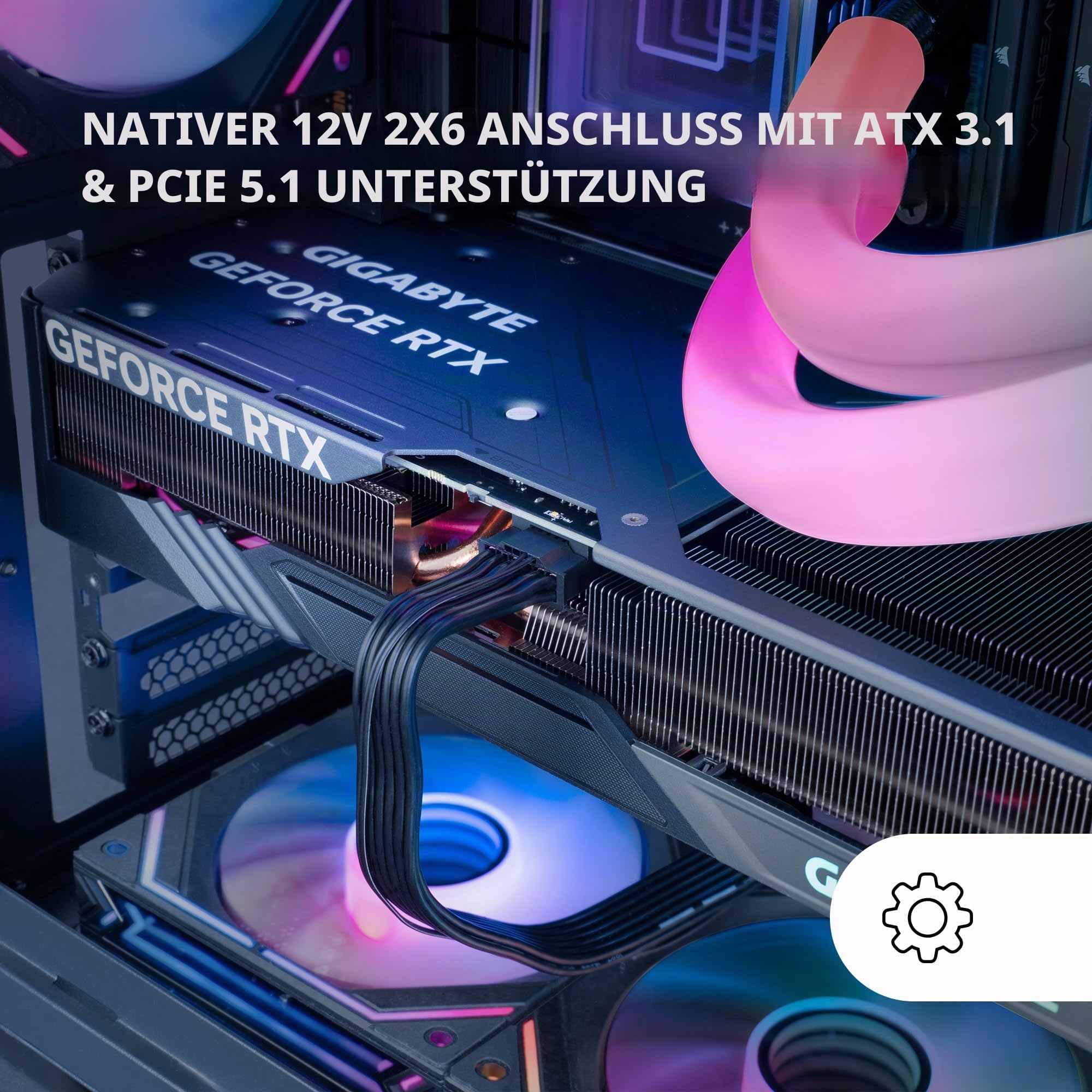 Mars Gaming MPB850PSI, Vollmodulares ATX-Netzteil 850W, 10 Jahre Garantie, 80Plus Gold 90%, SI-Lüfter 14cm, AI2-RPM-Technologie, DC-DC und SMD, ATX 3.1 und PCIe 5.1, 12V 2x6 Anschluss, Weiß