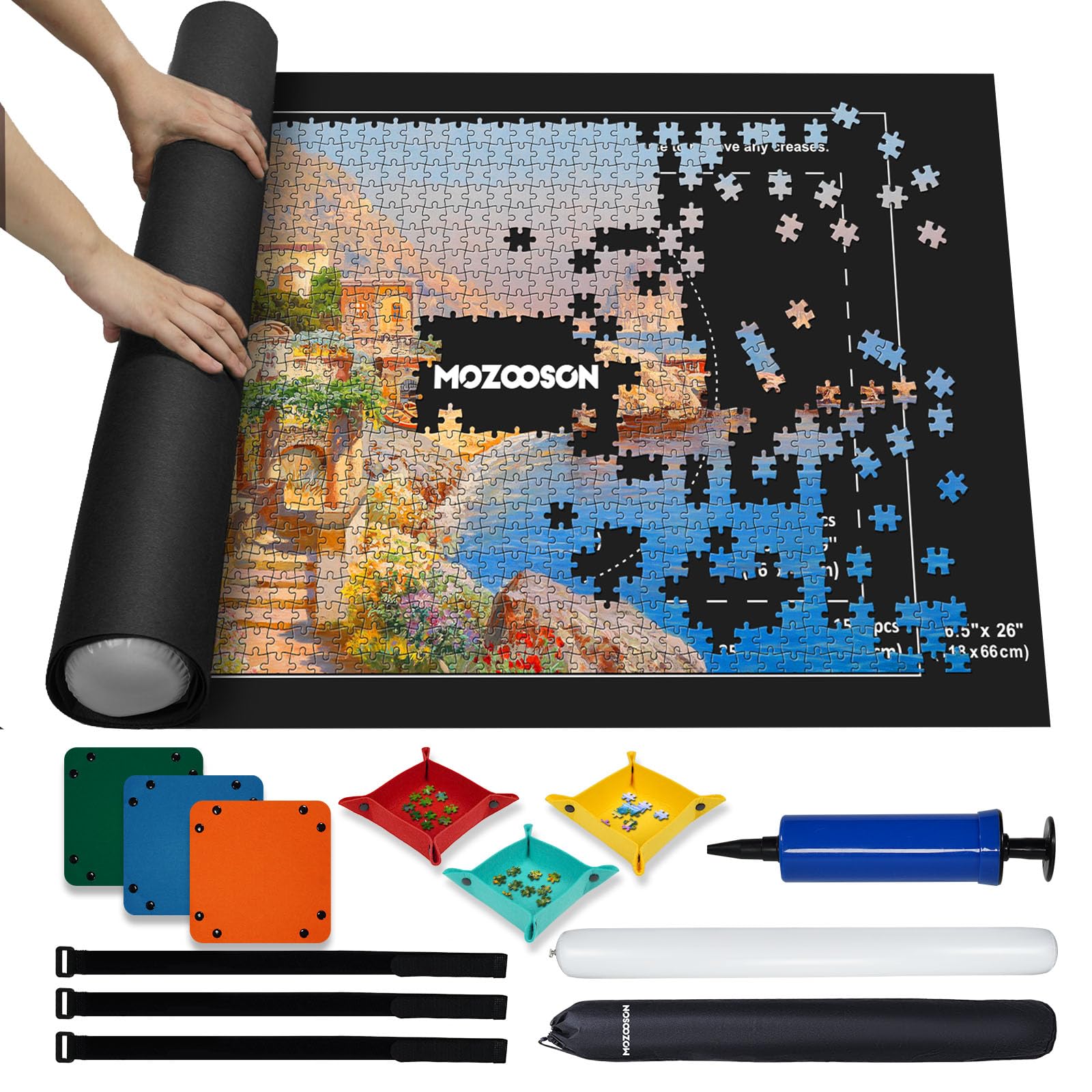 MOZOOSON Tapete Puzzle, Puzzle Mat Roll para Puzzle 1000 1500 Piezas para Adultos Niños, Fieltro Puzzles Tapete, Jigsaw Puzzle Roll Pad, Accesorio para Guardar los Puzzles