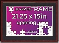 Vista 12 de Poster Palooza Kit de marco de rompecabezas de 20 x 27 pulgadas, incluye hojas de pegamento para rompecabezas, marco de madera marrón