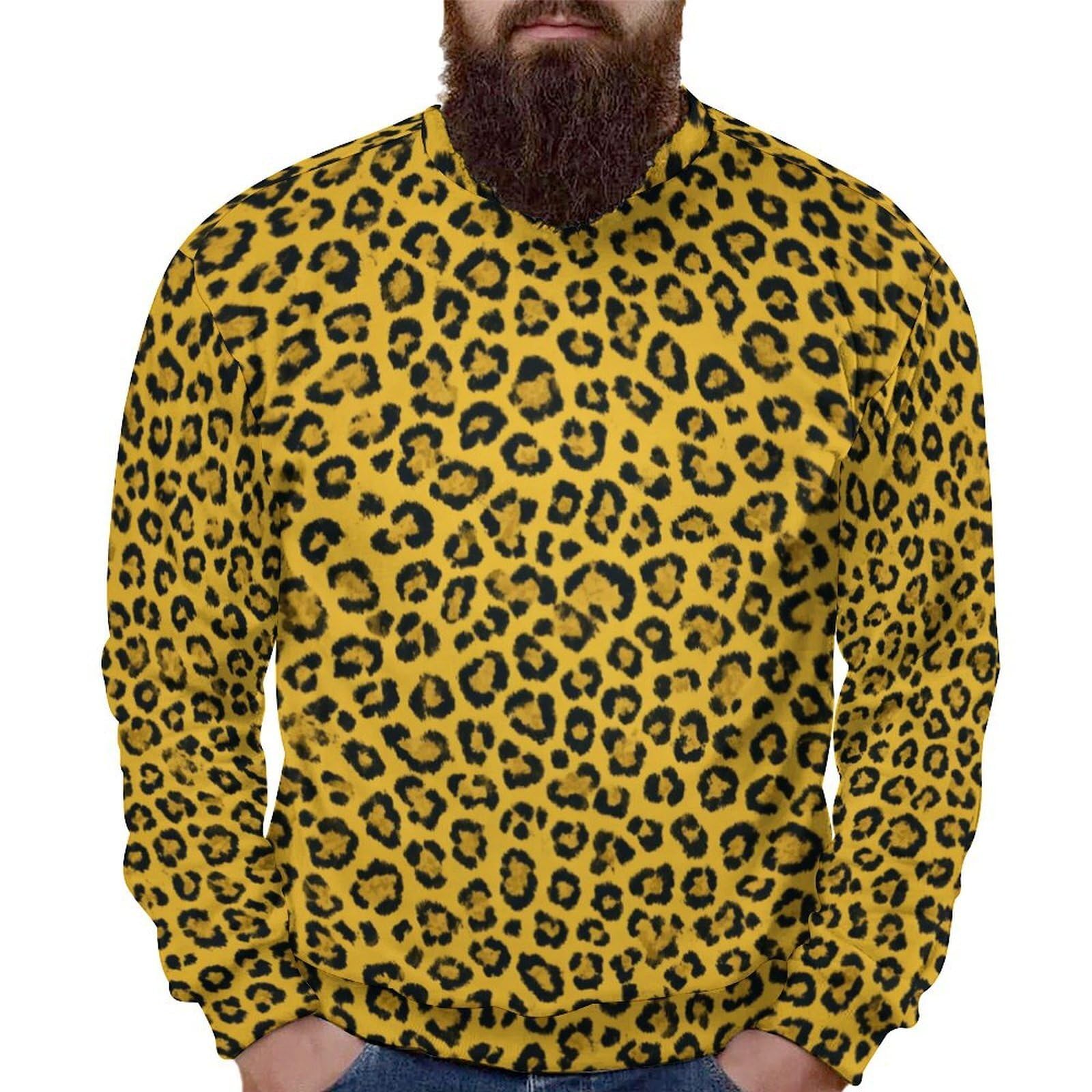 HOTYD Animal Textured Sweatshirts for Women Leopard Print Crewneck Sweatshirts Graphic Pullover Tops Casual Fall Clothes