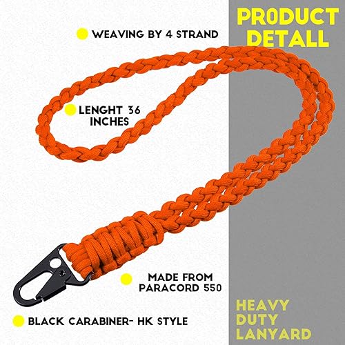 Miniatura 10 de Frienda Juego de 2 cordones de paracaídas de alta resistencia, correa de silbatos trenzada, 550 llaveros para actividades al aire libre