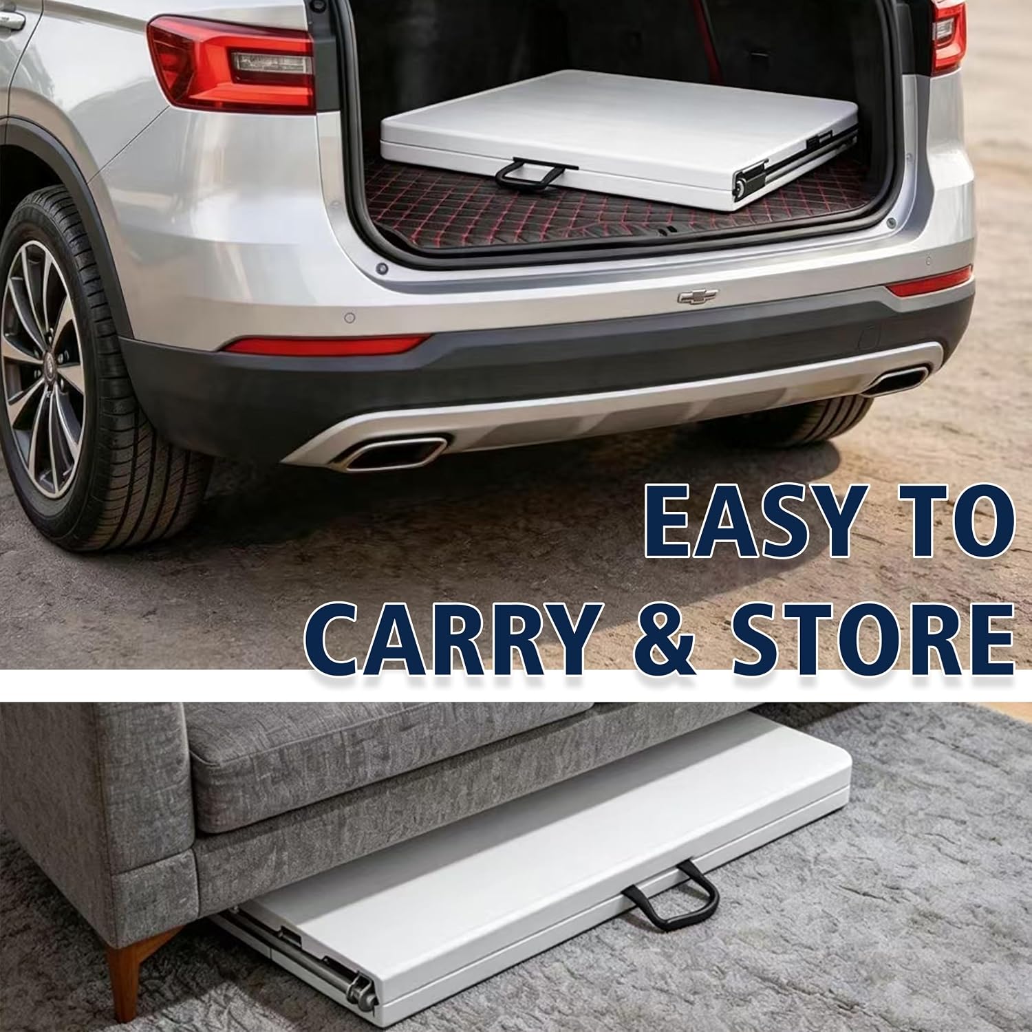 6ft Folding Table with Handle, Portable Plastic Table, White | Heavy Duty & Foldable, Fold in Half Table with Steel Frame, Indoor & Outdoor Use, Perfect for Camping, Picnic, Wedding, Party