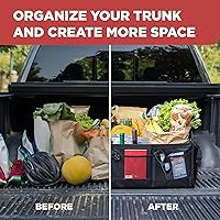 Vista 7 de TRUNKCRATEPRO - Organizador de maletero XL para SUV, auto, camioneta con 6 compartimentos, ajustable, plegable, portátil, antideslizante, con Gris