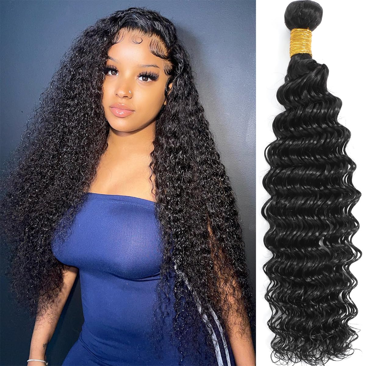 HairyFairy 12A deep wave bundles human hair 30 Inch deep wave human hair bundles 100% unprocessed Brazilian virgin hair deep curly bundles (natural