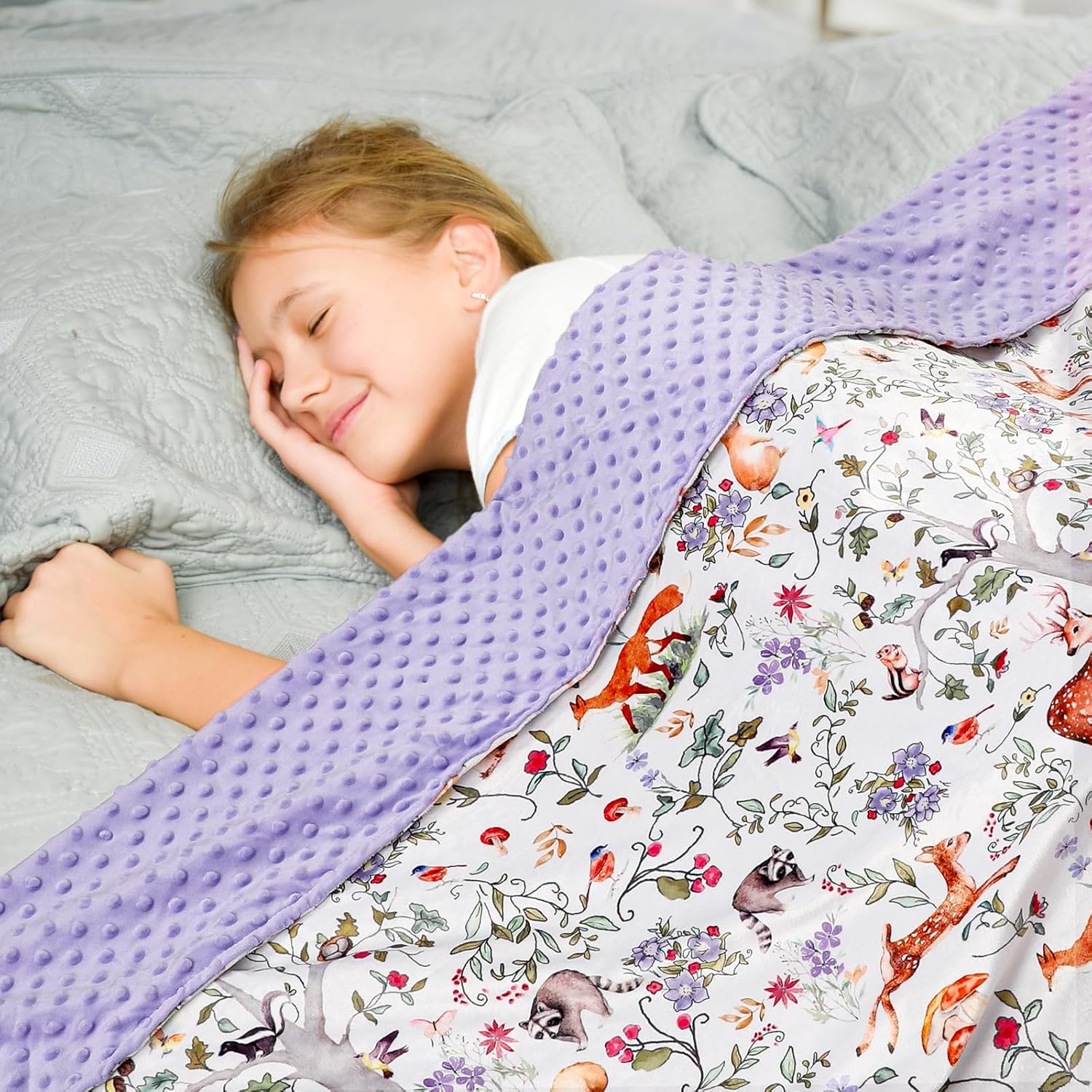 Toddler Blanket 50 x 60 Inch, Large Baby Blanket for Kids, Super Soft Warm Minky with Dotted Backing, Purple Animals - Image 2