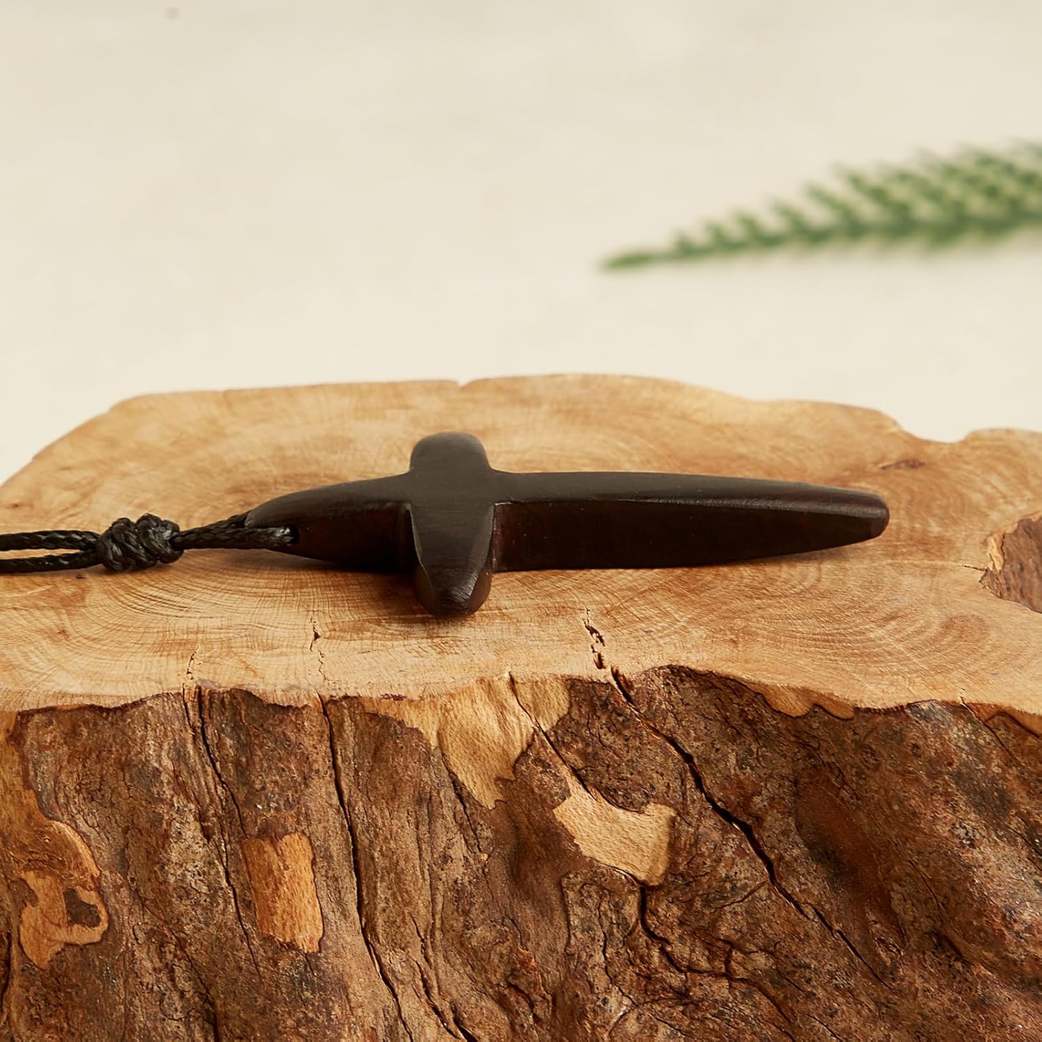 Men's Wooden Cross Necklace Real Handcrafted Ebony Wood Cross Pendants With Leather Necklaces Men's Black Cross Necklaces Christian Baptism Crucifix Pendant for Men - Image 4