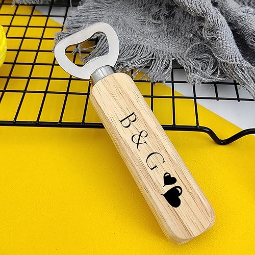 Miniatura 5 de 35 abrebotellas de madera grabados personalizados, abridor de botellas de acero inoxidable de mano de madera personalizado, abridor de madera para