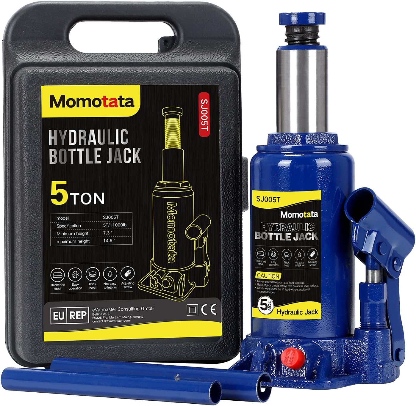 Portable Hydraulic Ram Welded Bottle Jack with Carrying