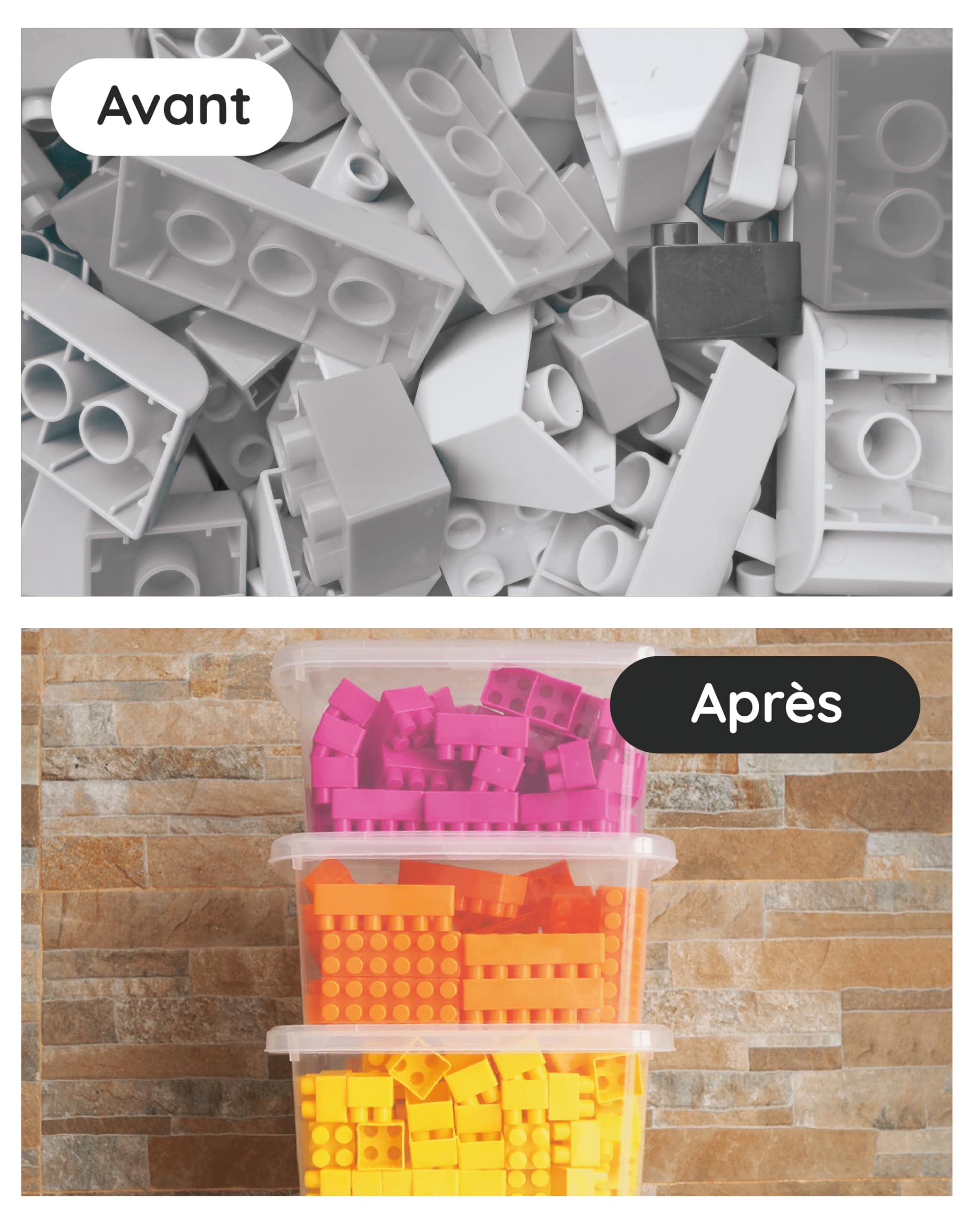 Boites Rangement Plastique 8L avec Couvercle Lot 5 Empilables 100% Transparentes Clic Pression 33x24x15,5cm Salle Bain Garage Bureau Maison Sans BPA